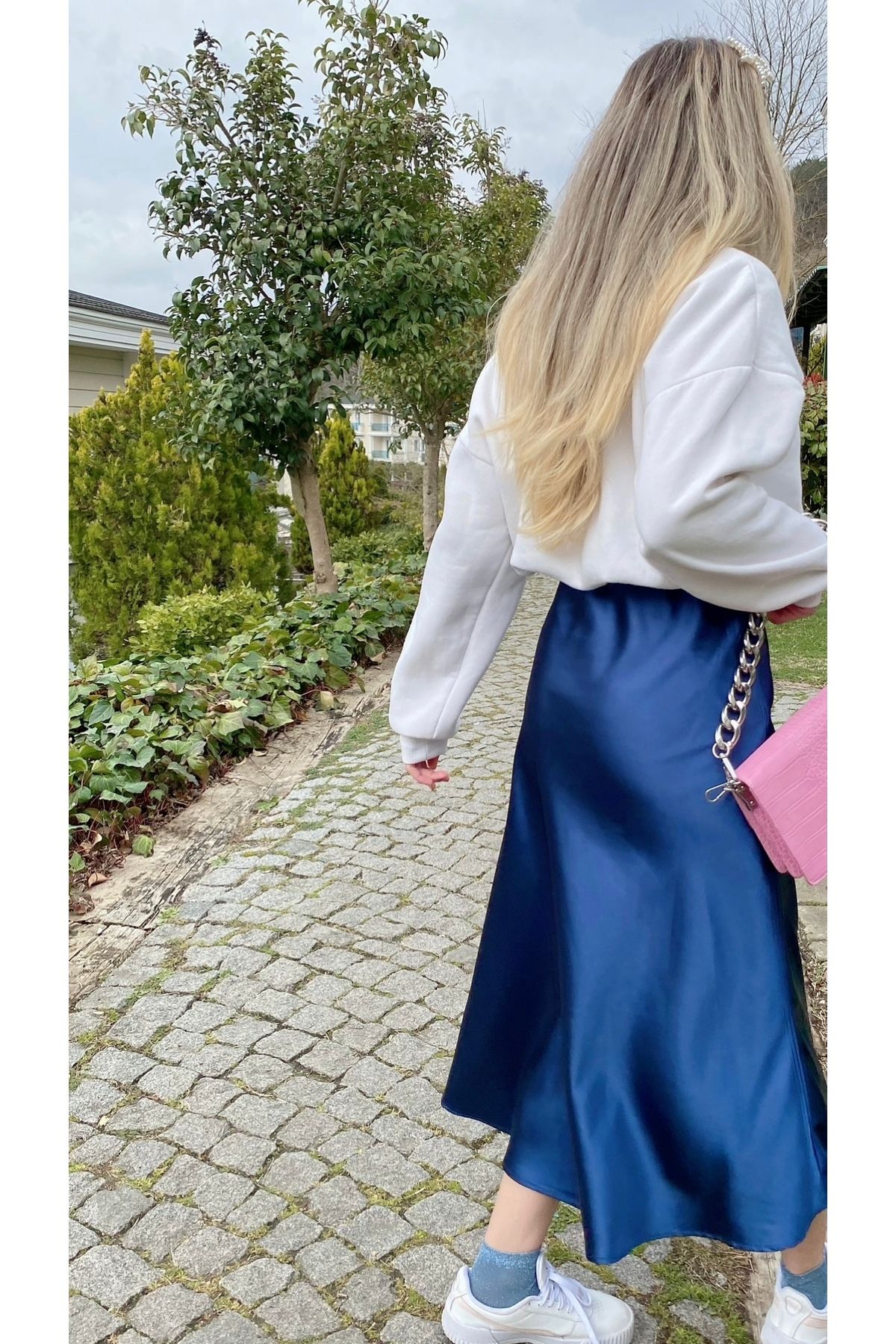 Petrol Mavisi Saten Etek