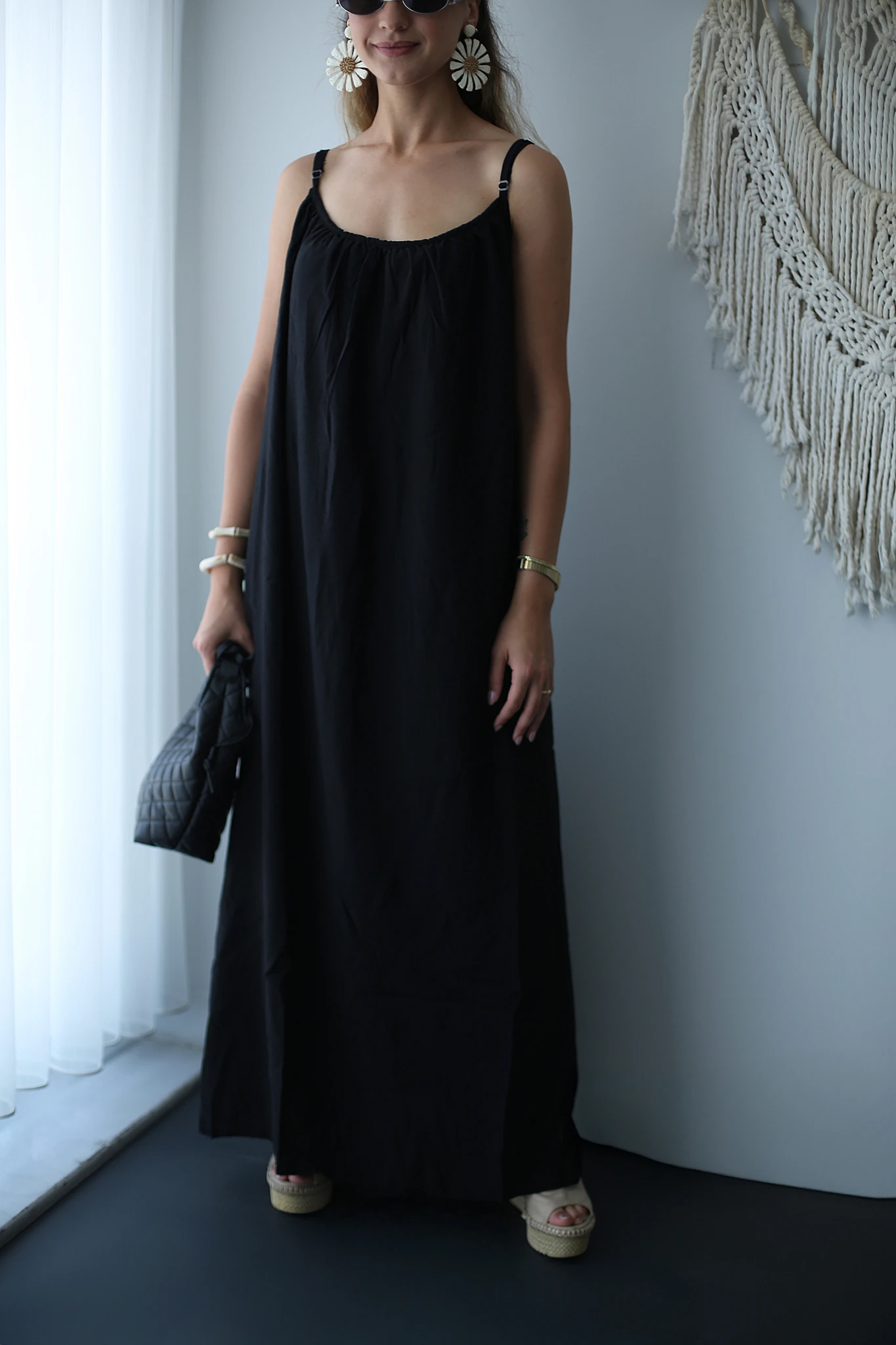 İnce askılı Midi Elbise