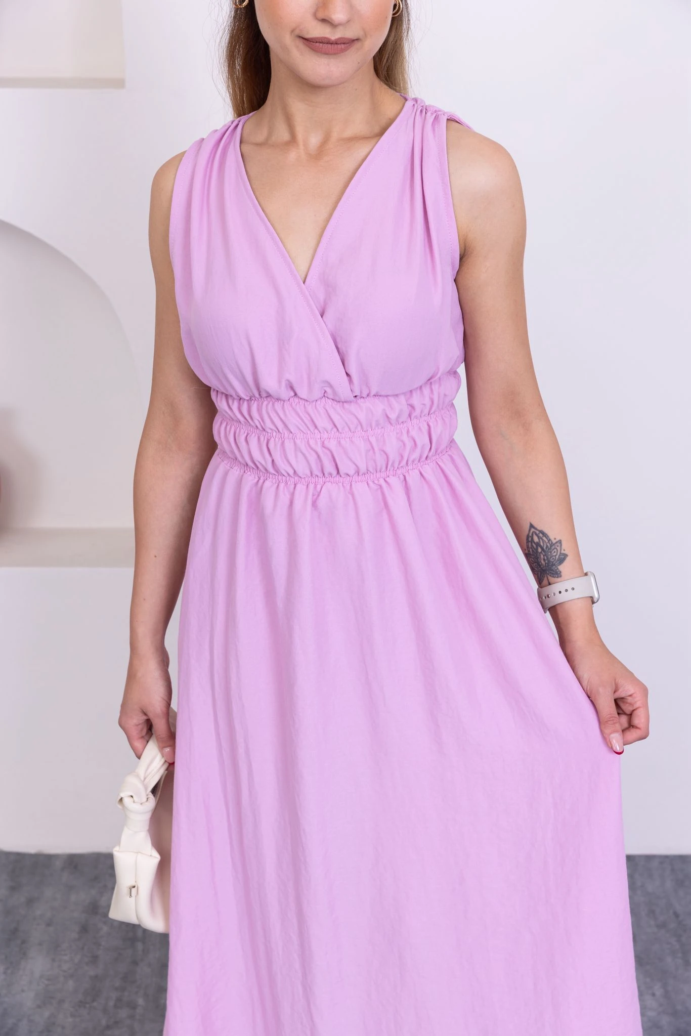 Lila Elbise midi boy 