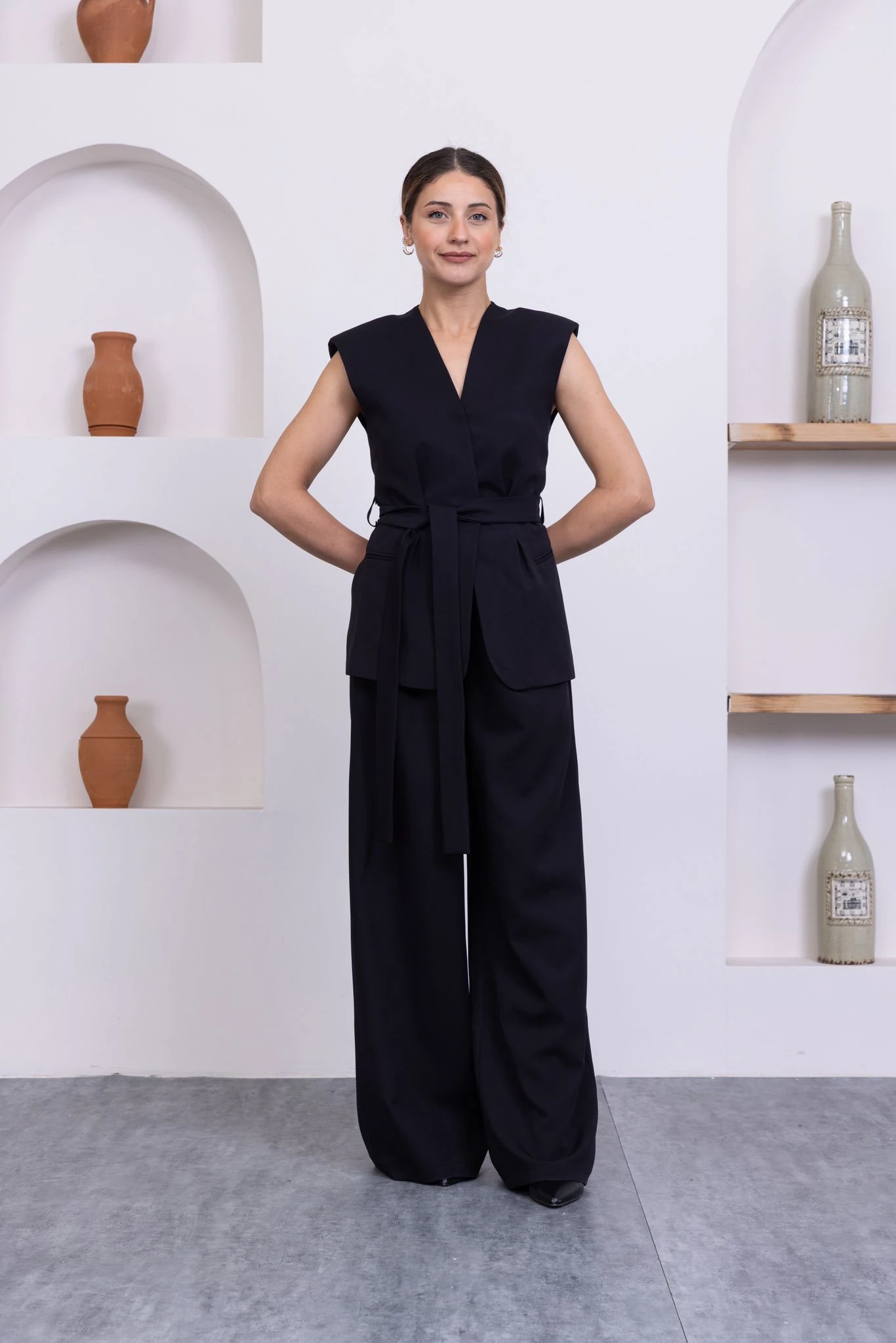 Yelek-pantolon siyah ikili takım  - siyah