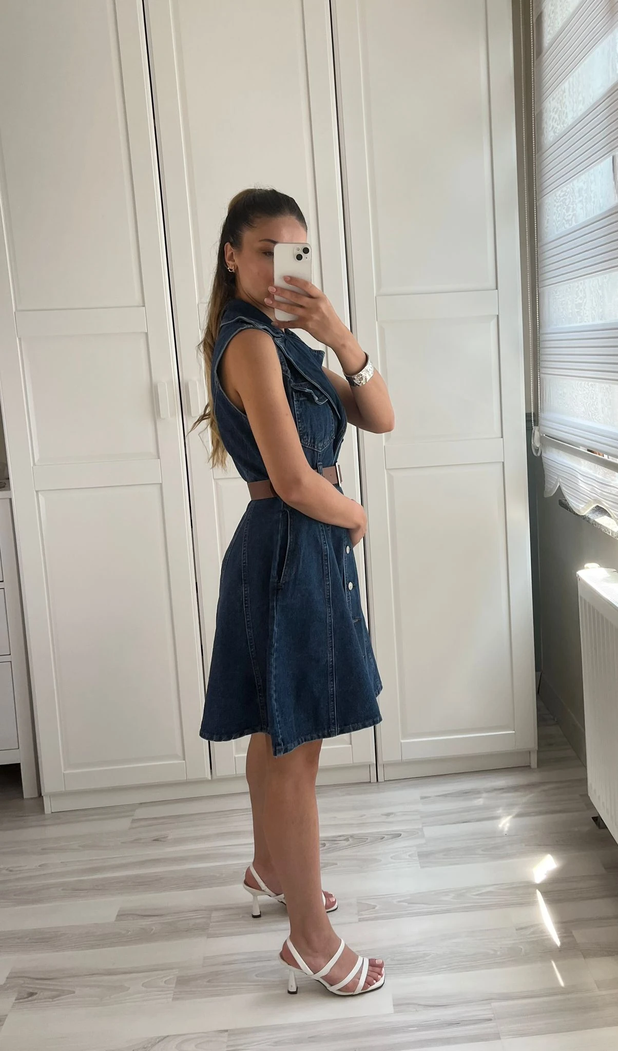 Bebe yaka denim elbise 