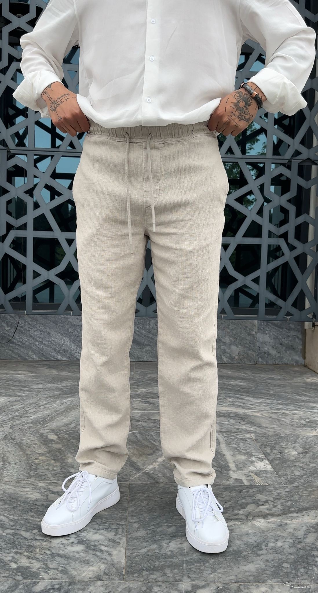 Regular kalıp %100 Keten Pantolon
