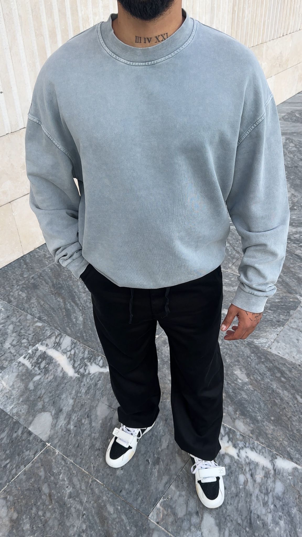 Yıkamalı Oversize Basic Sweatshirt