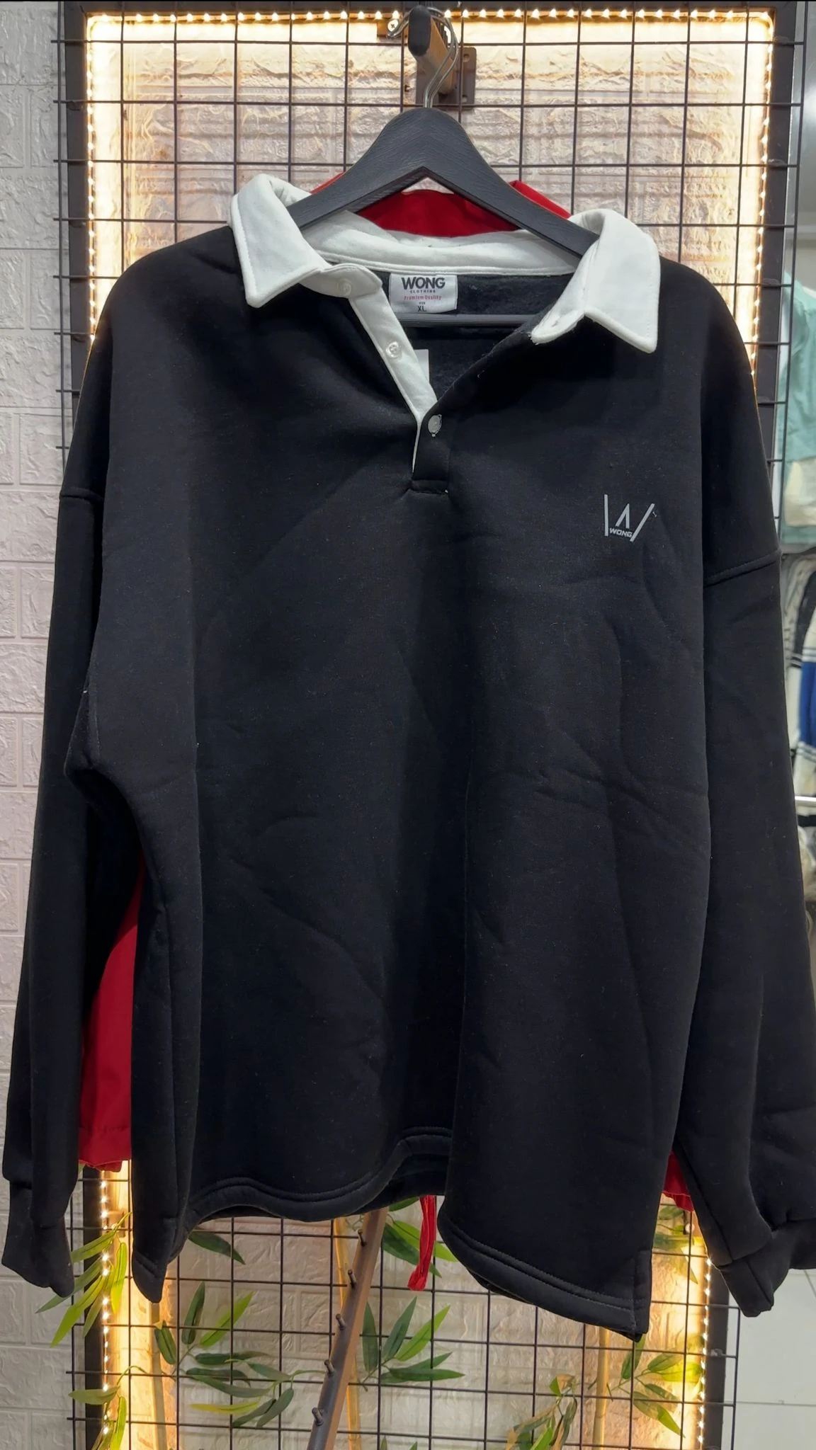 Üç İplik Şardonlu Düğmeli Sweatshirt - Siyah