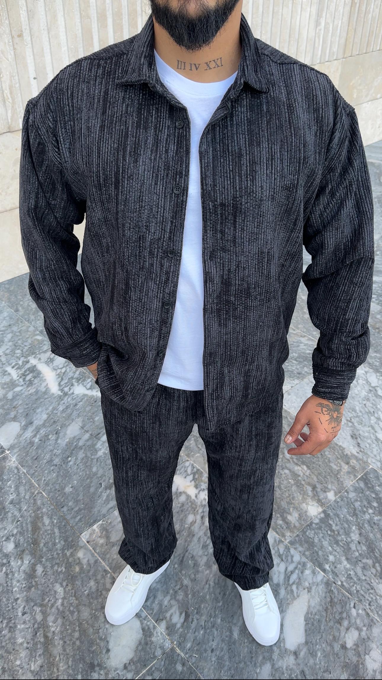 Efektli Oversize Kadife Takım