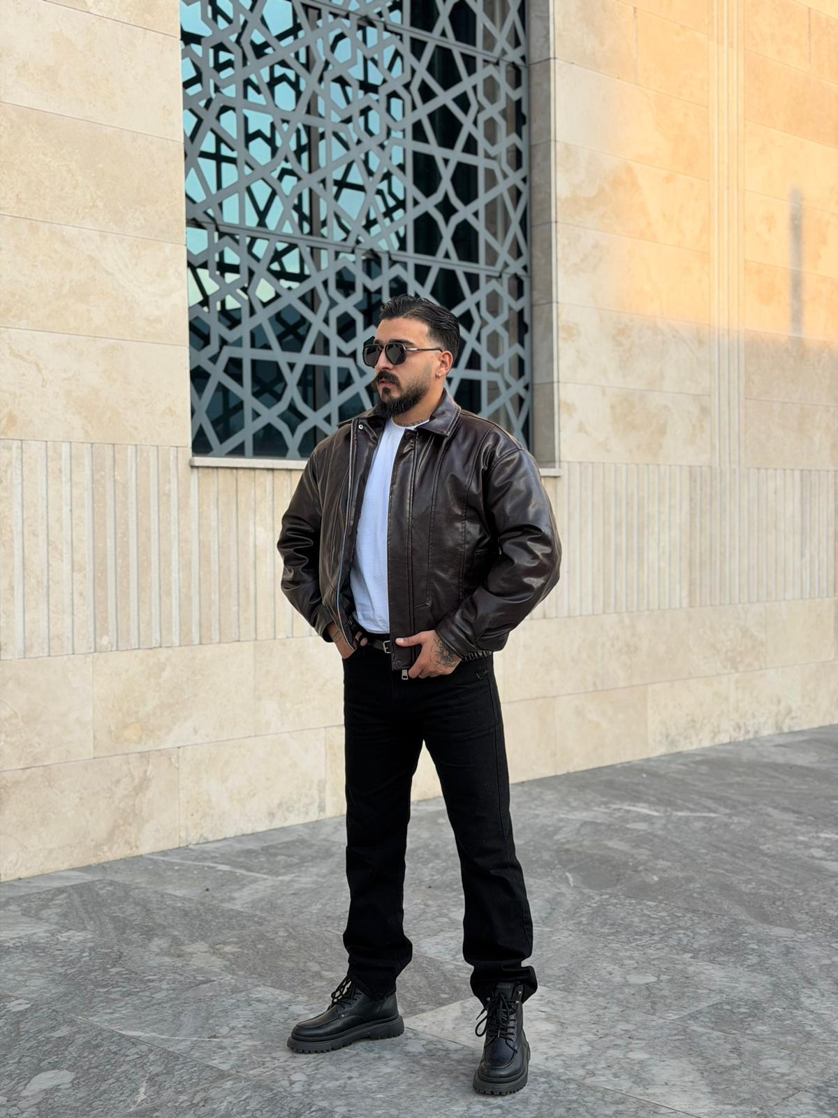 Premium Astarlı Oversize Deri Mont - Bordo