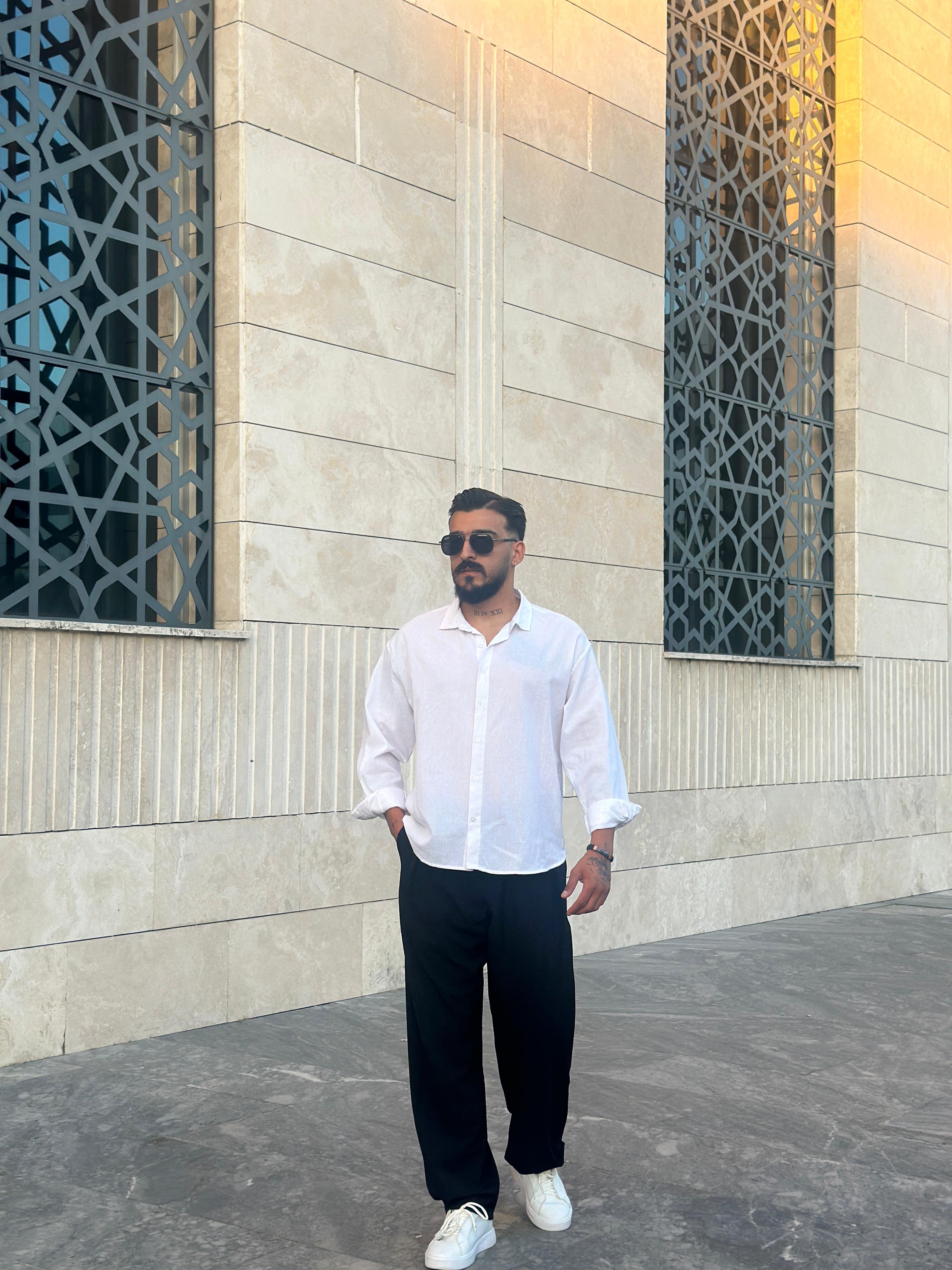 Oversize Krınkıl Keten Gömlek
