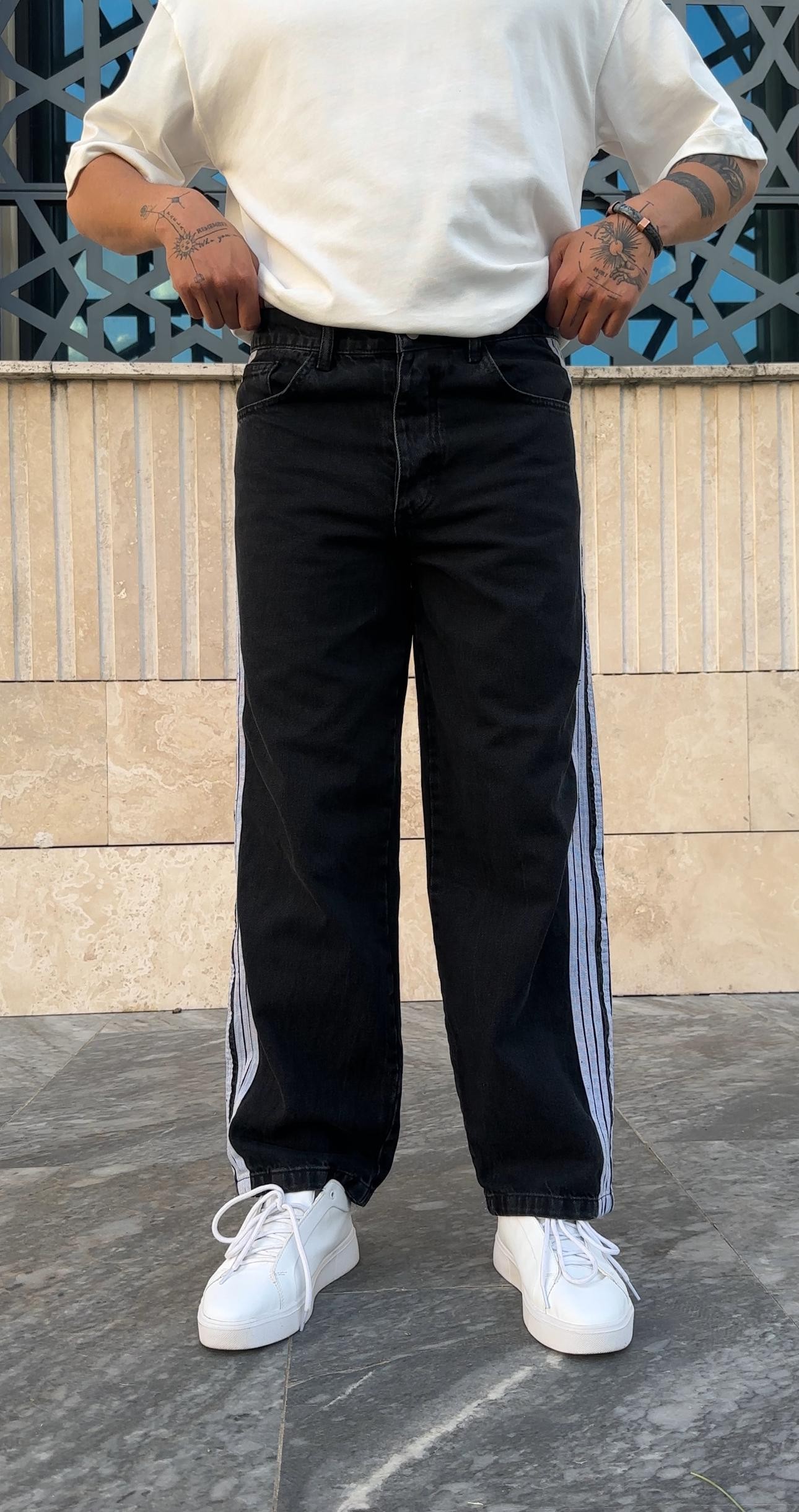Şerit Detaylı Baggy Pantolon