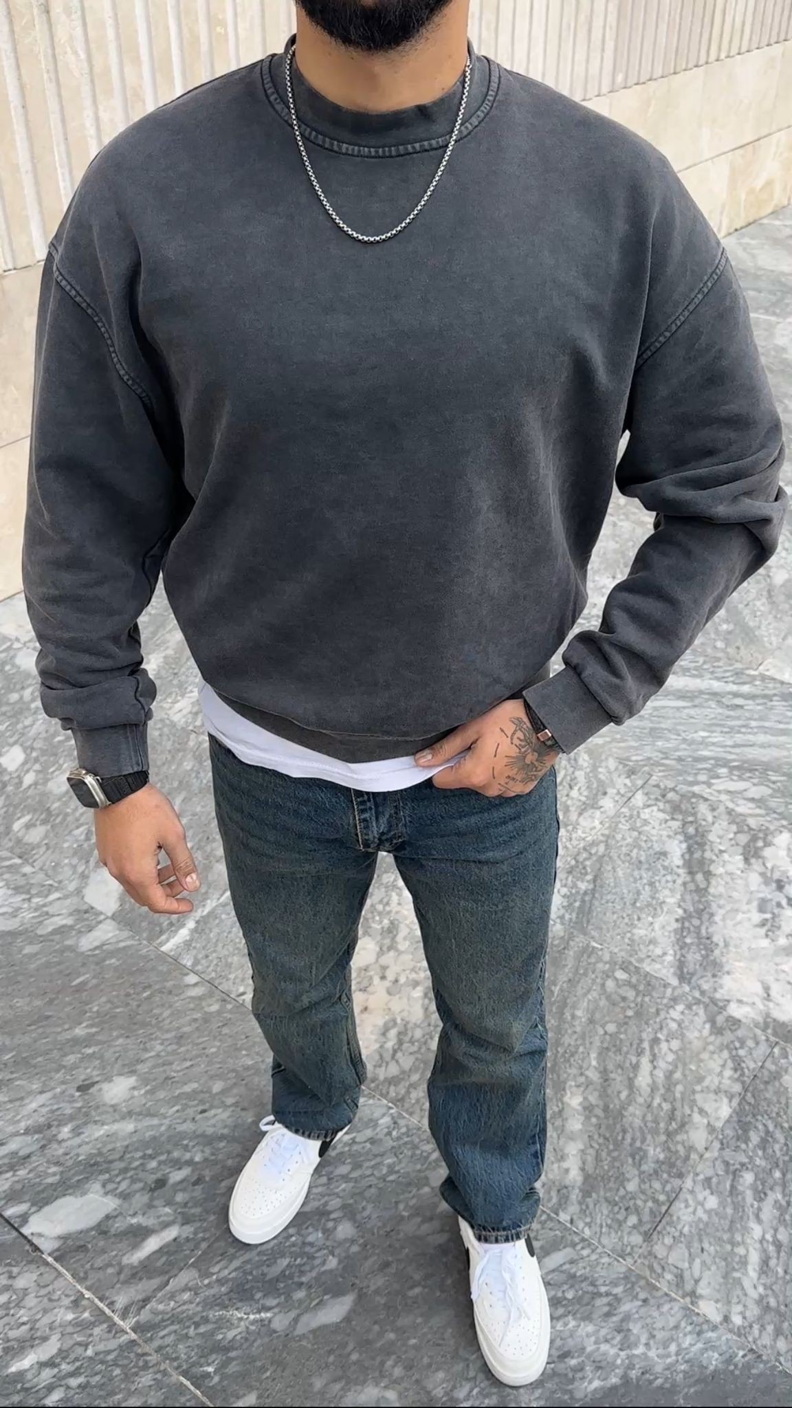 Yıkamalı Üç iplik Sweatshirt