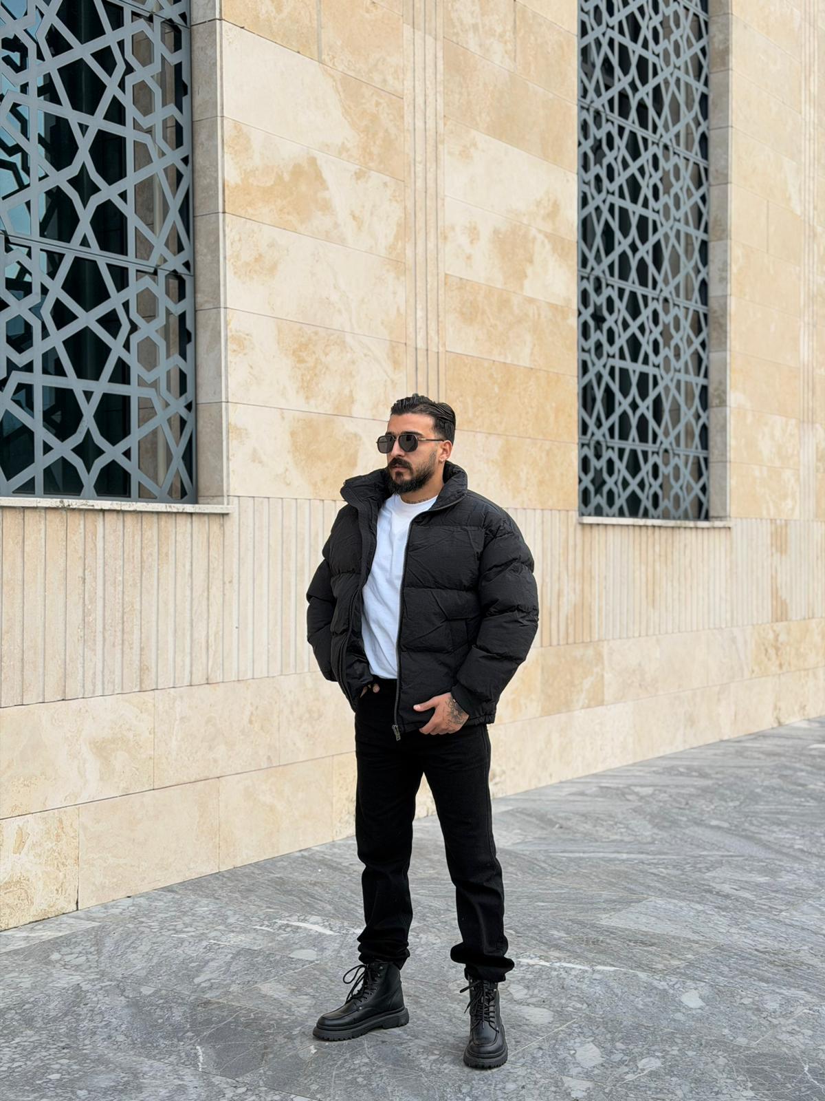 Premium Kalite Oversize Krınkıl Mont - Siyah