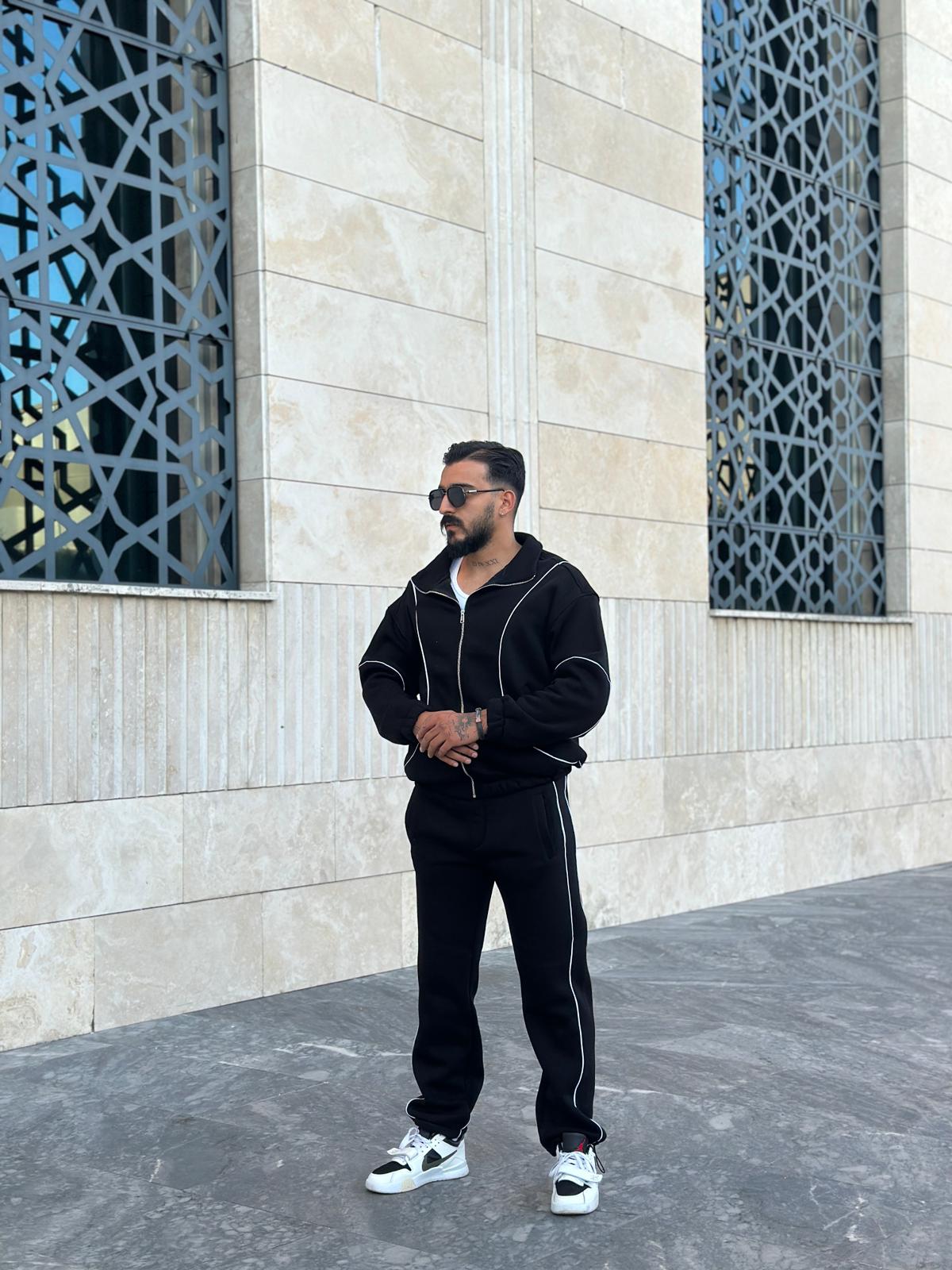 Oversize Eşofman Takımı - Siyah Çizgili