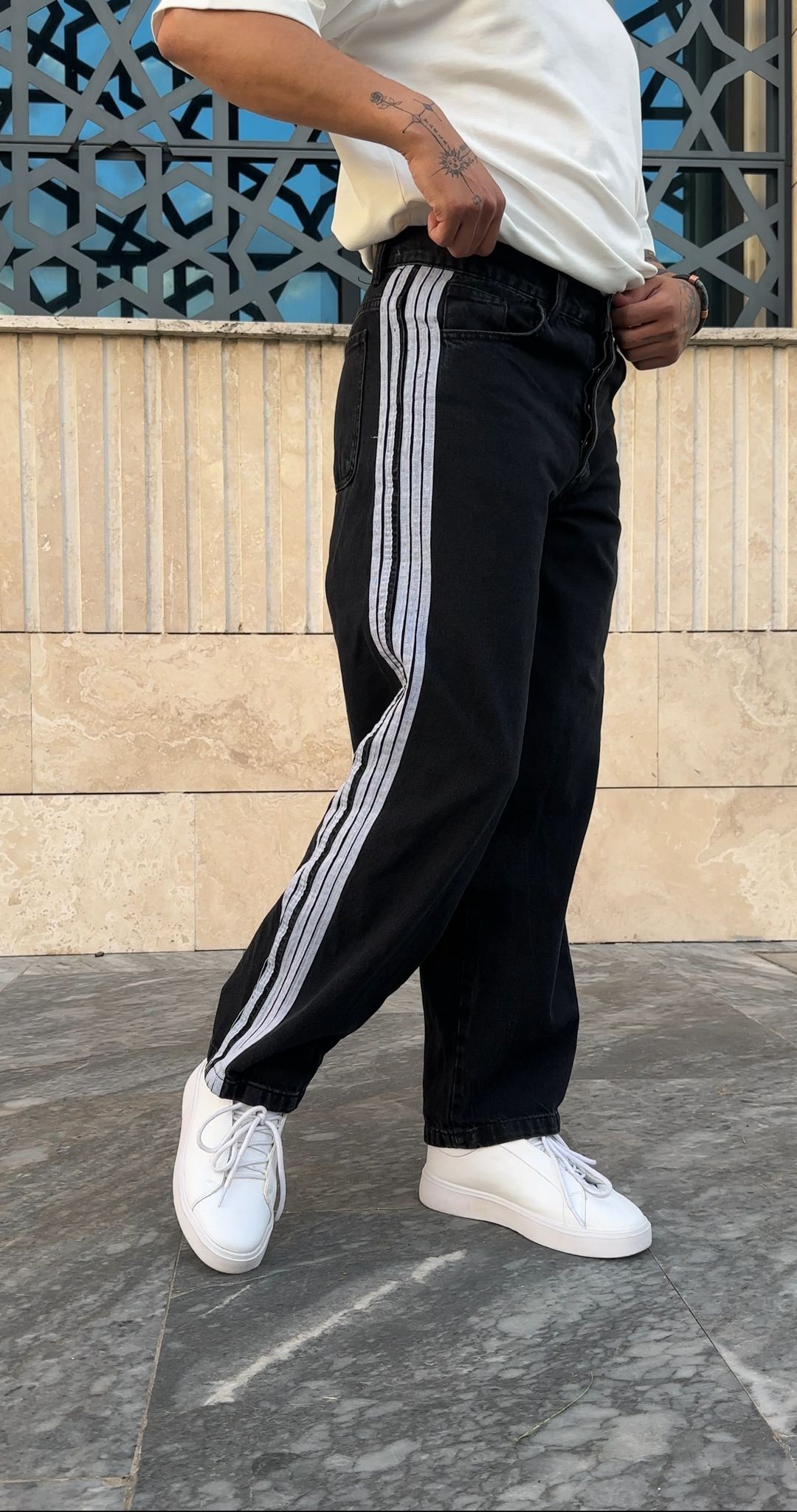 Şerit Detaylı Baggy Pantolon