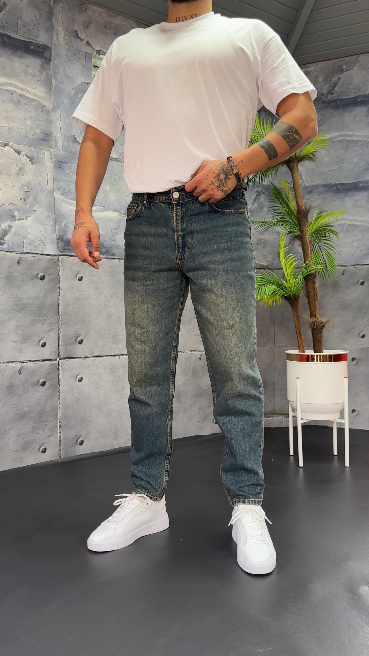 Boy Friend Kot Pantolon - Eskitme Mavi