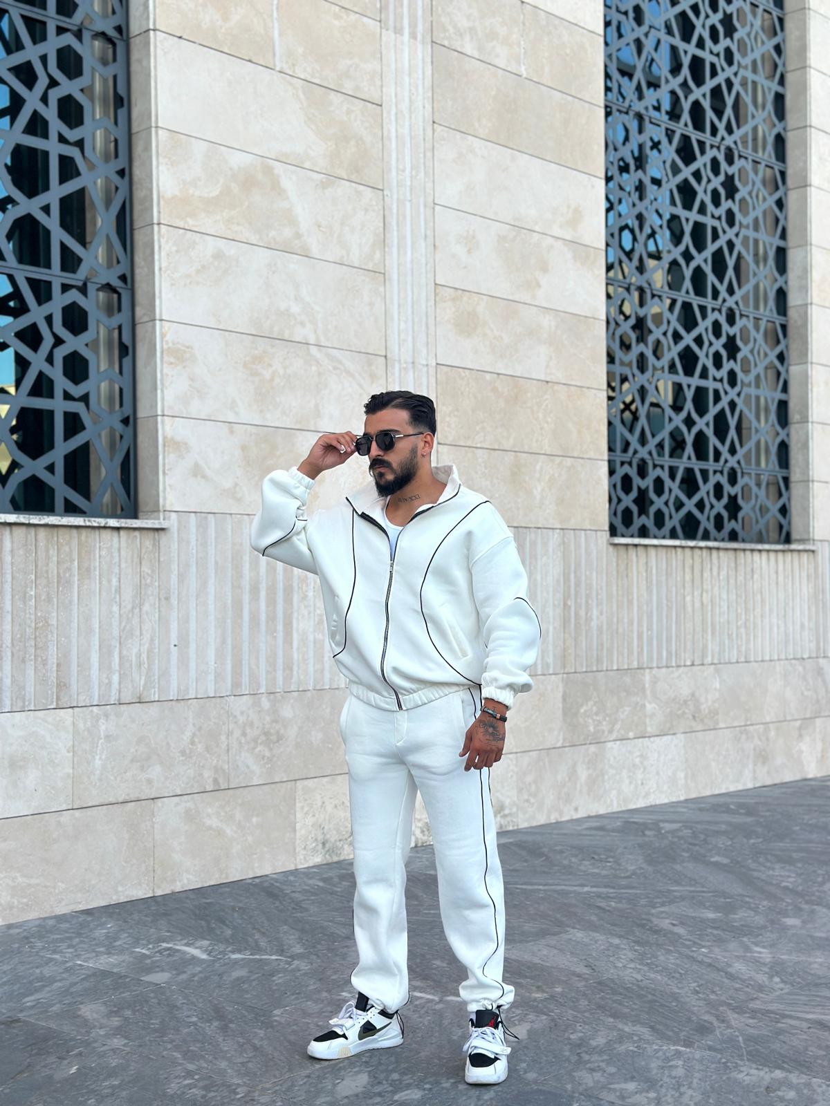 Oversize Eşofman Takımı - Beyaz Çizgili