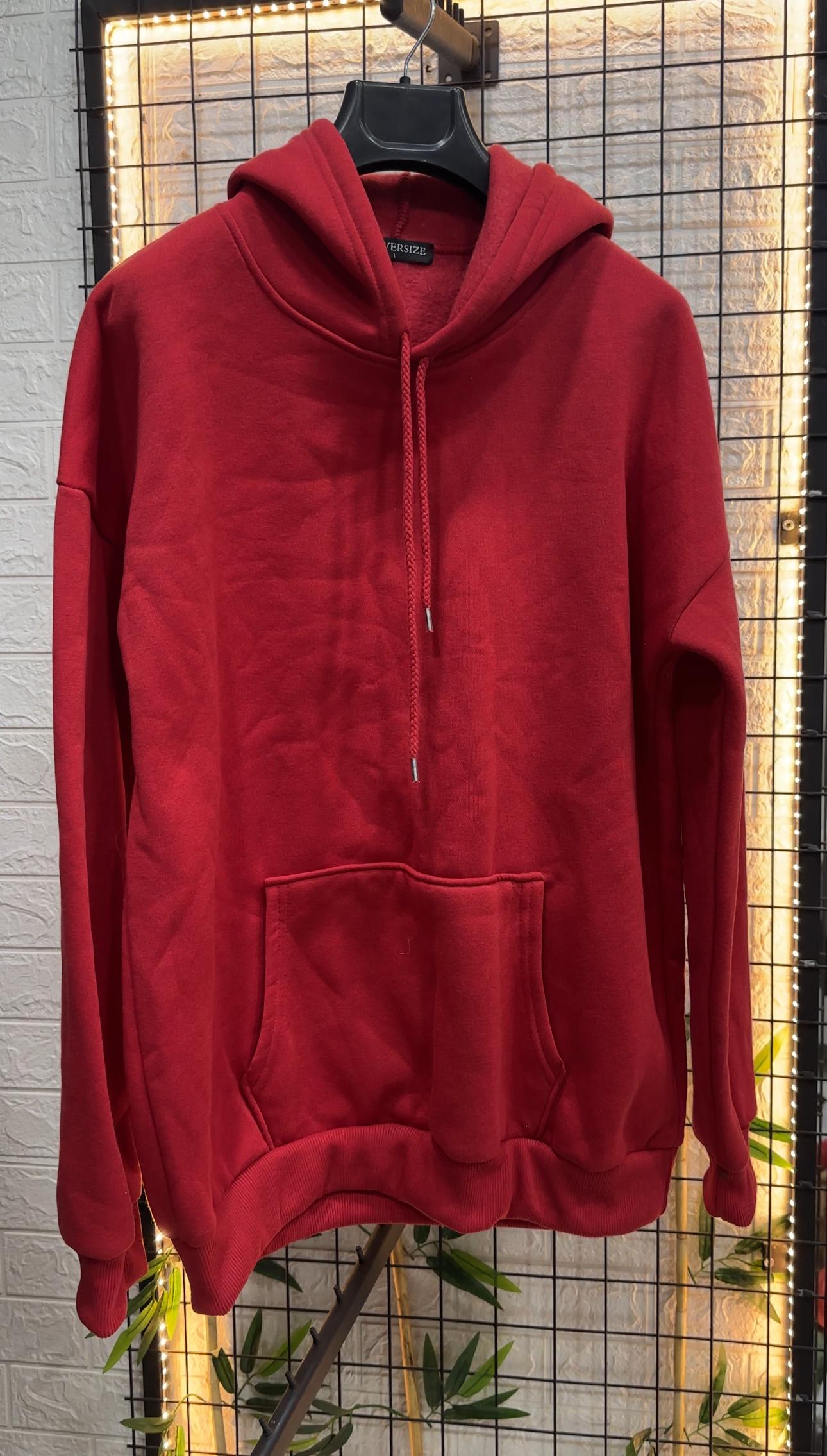 Üç İplik Şardonlu Sweatshirt - Kırmızı