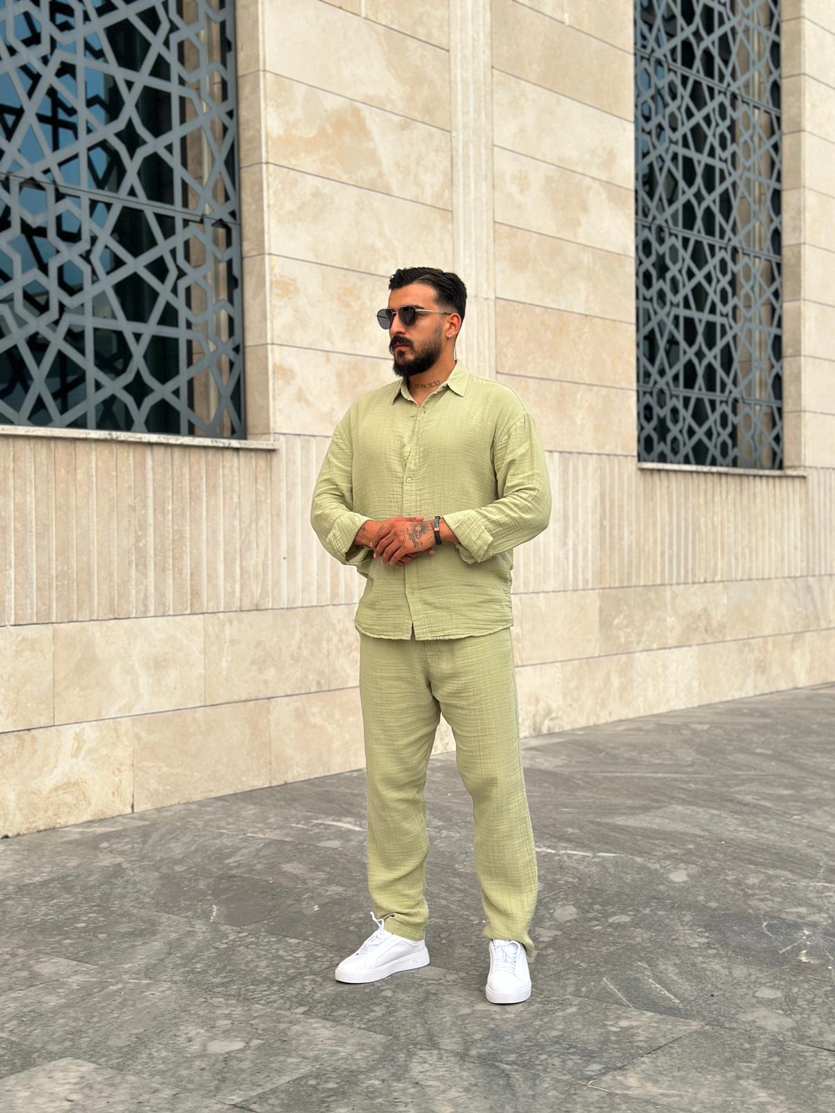 Oversize Müslin Kumaş Takım - Çağla Yeşili
