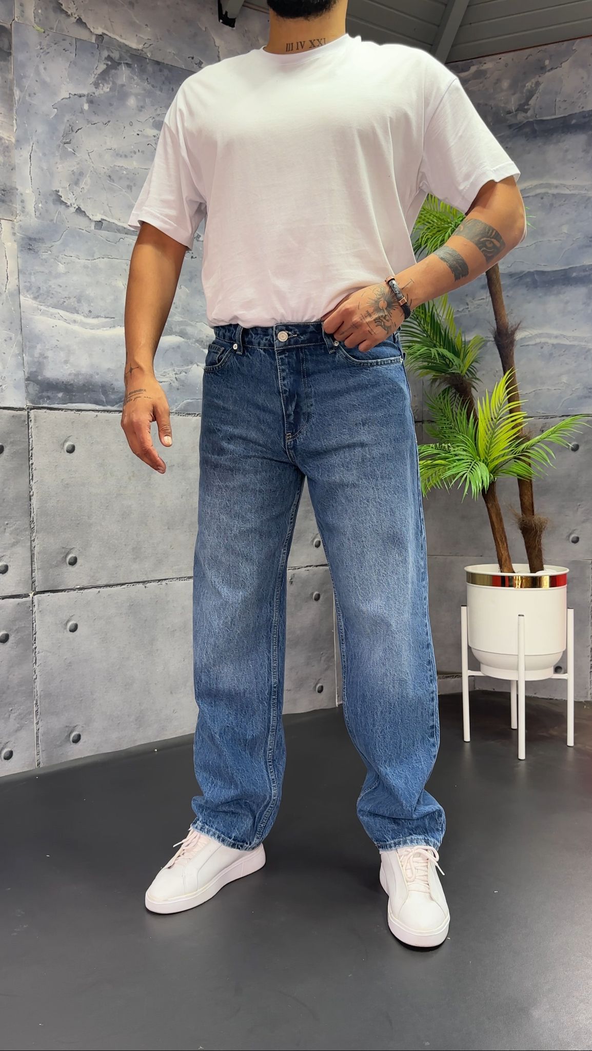 Ektra Baggy Kot Pantolon - Mavi
