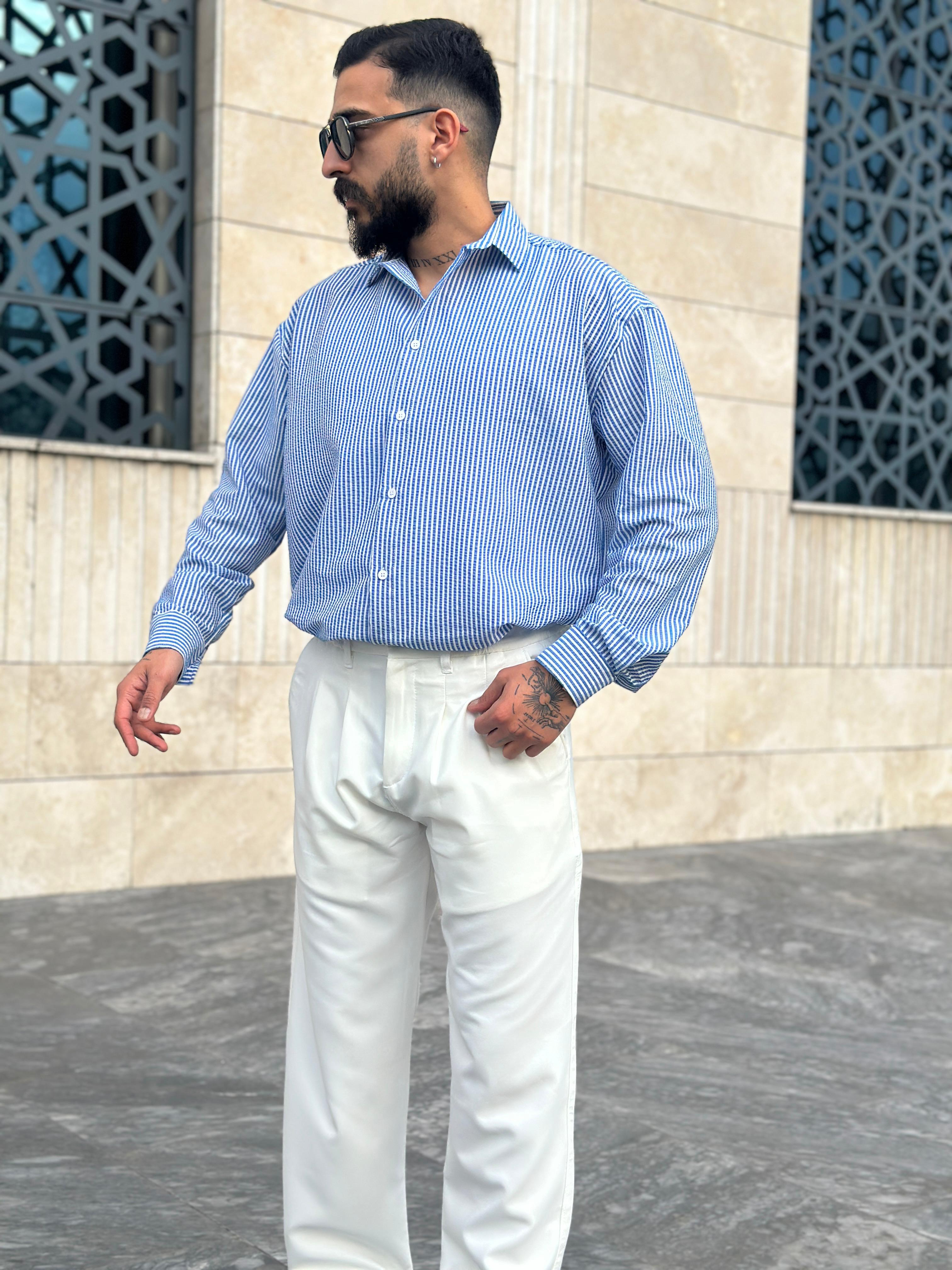 Oversize Gofre Kumaş Gömlek