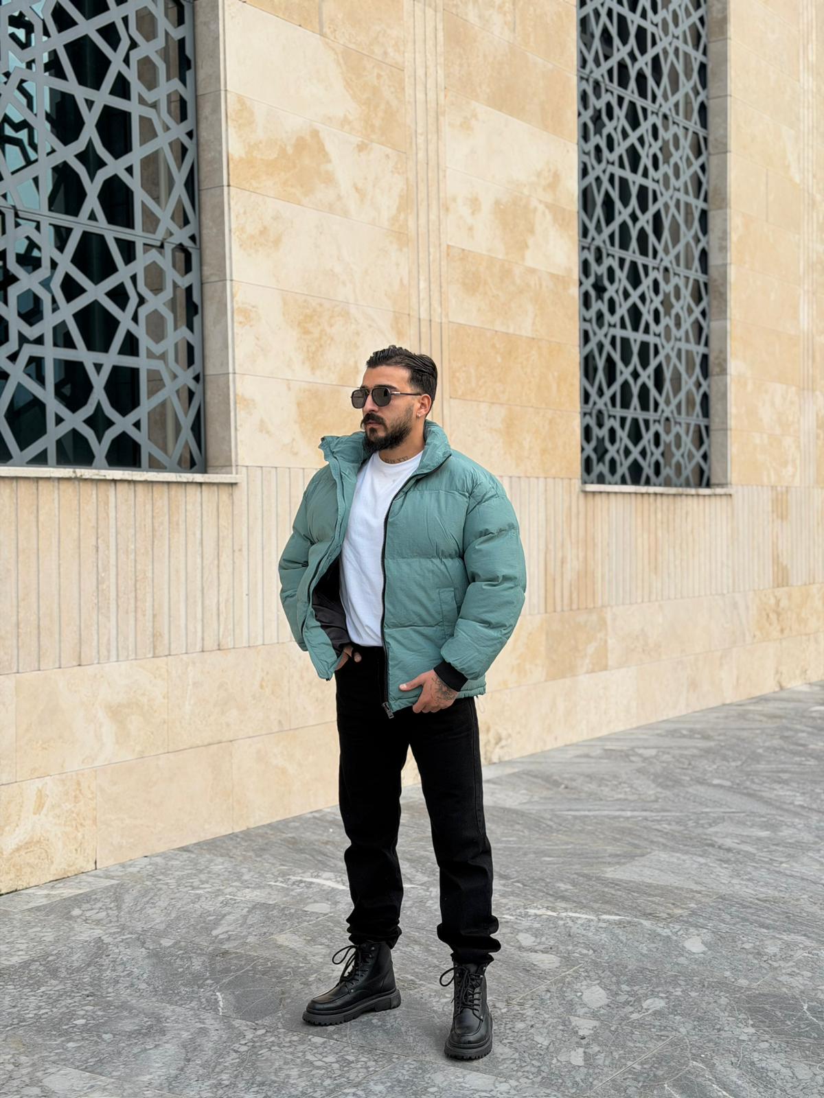 Premium Kalite Oversize Krınkıl Mont - Yeşil