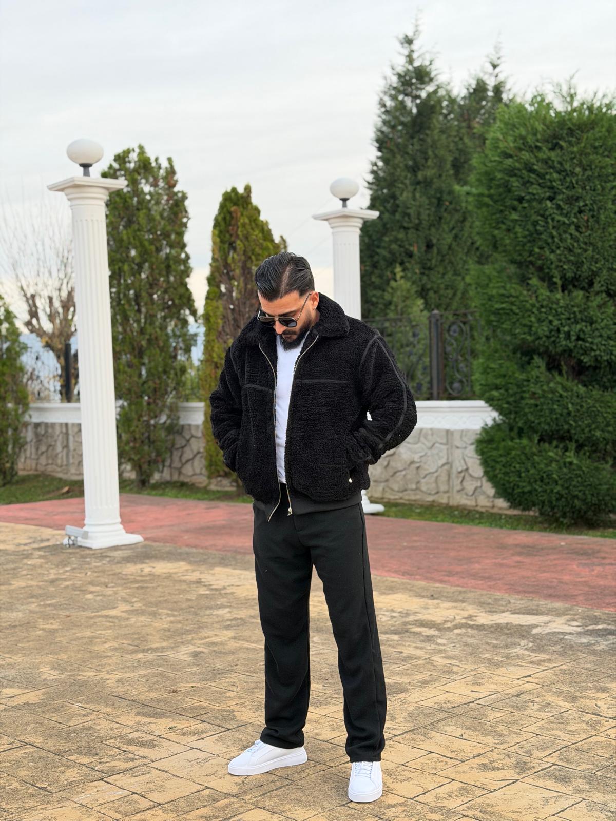 Oversize Astarlı Kuzu Peluş Mont