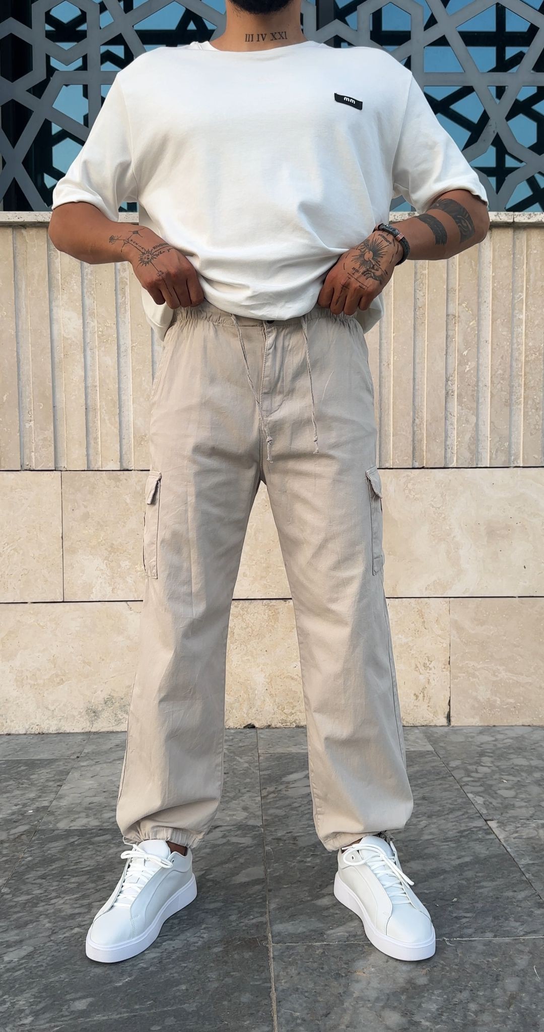 %100 Linen Keten Stoper Paça Pantolon