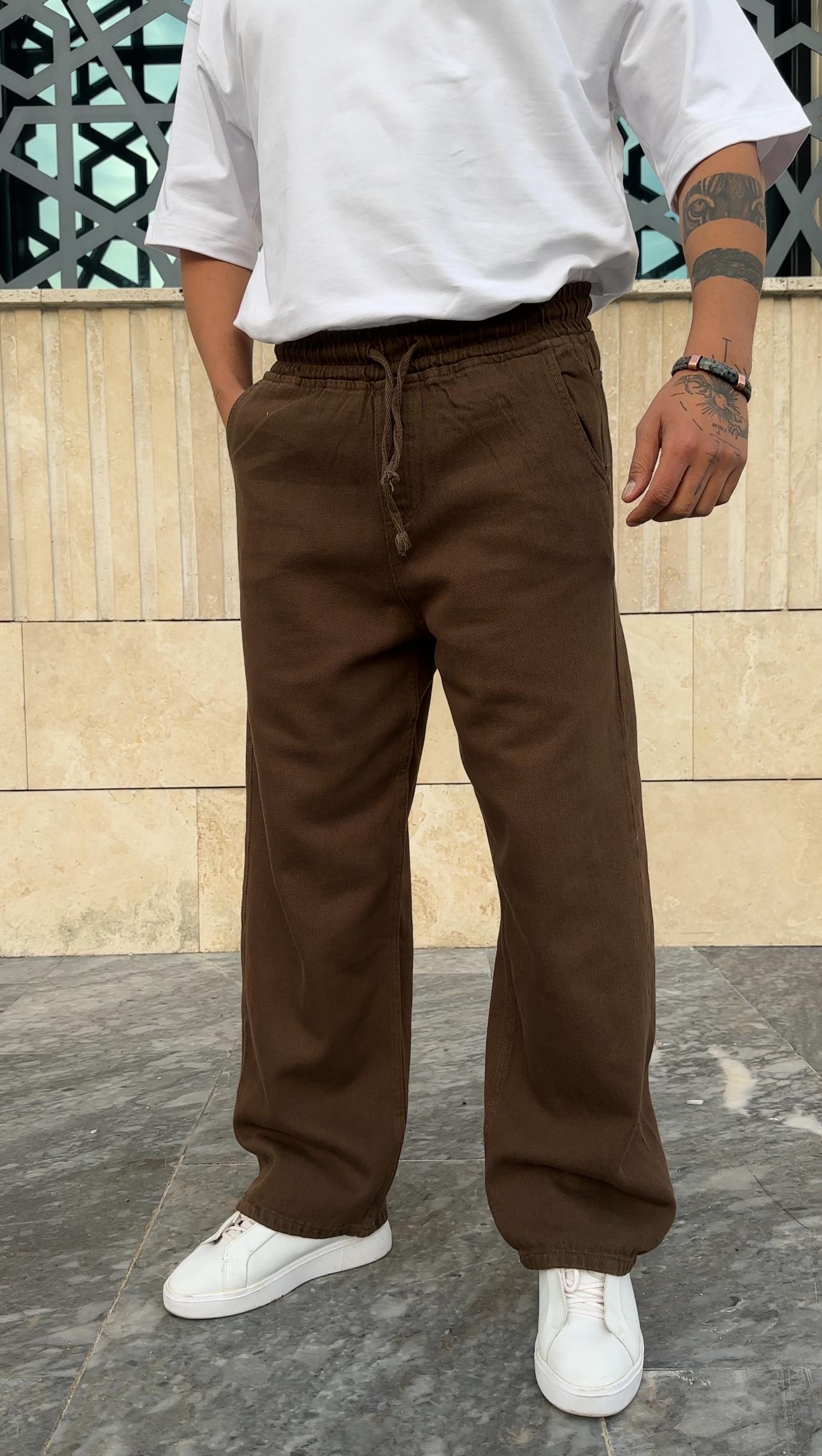 Yıkamalı Gabardin Baggy Pantolon