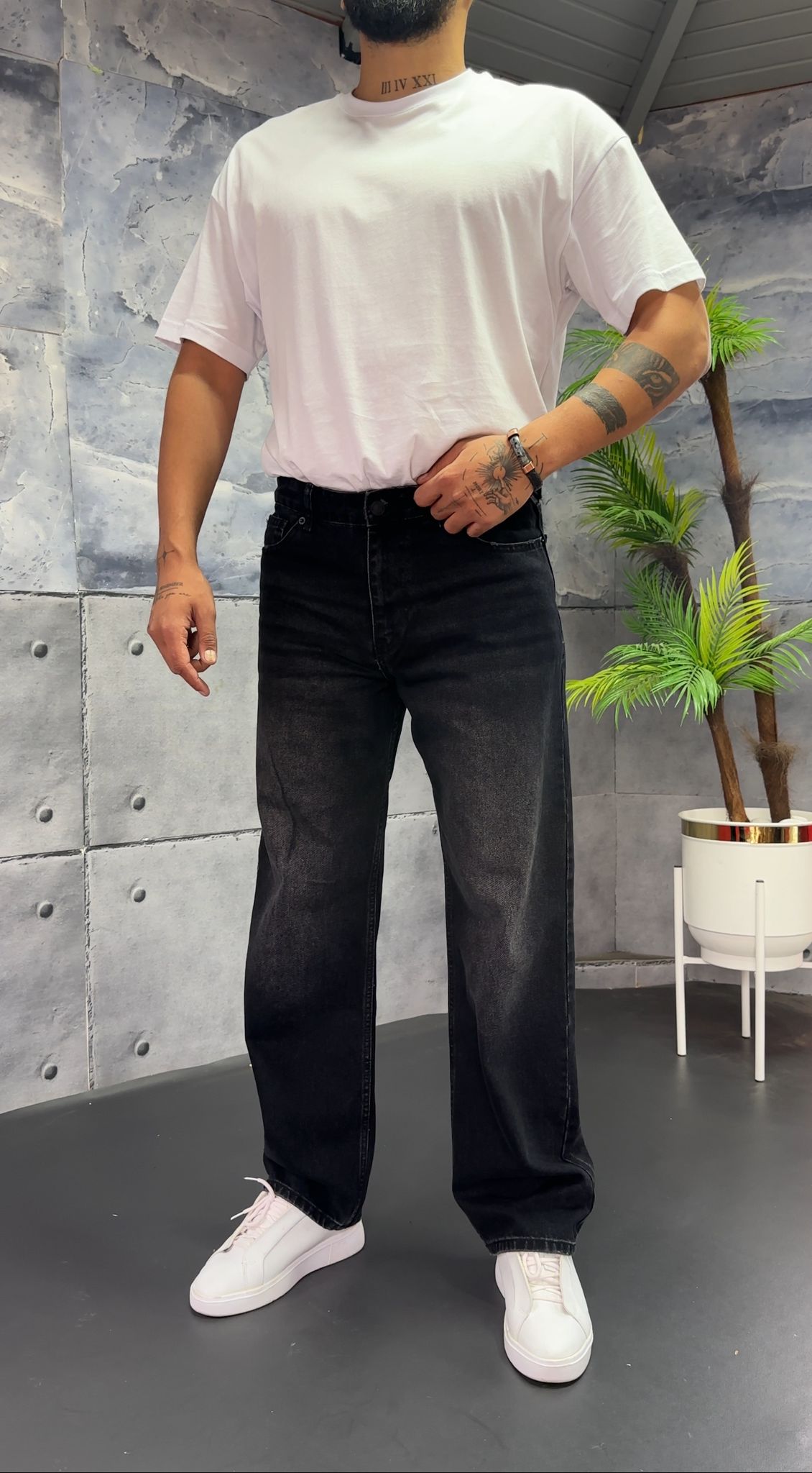 Ektra Baggy Kot Pantolon - Antrasit gri