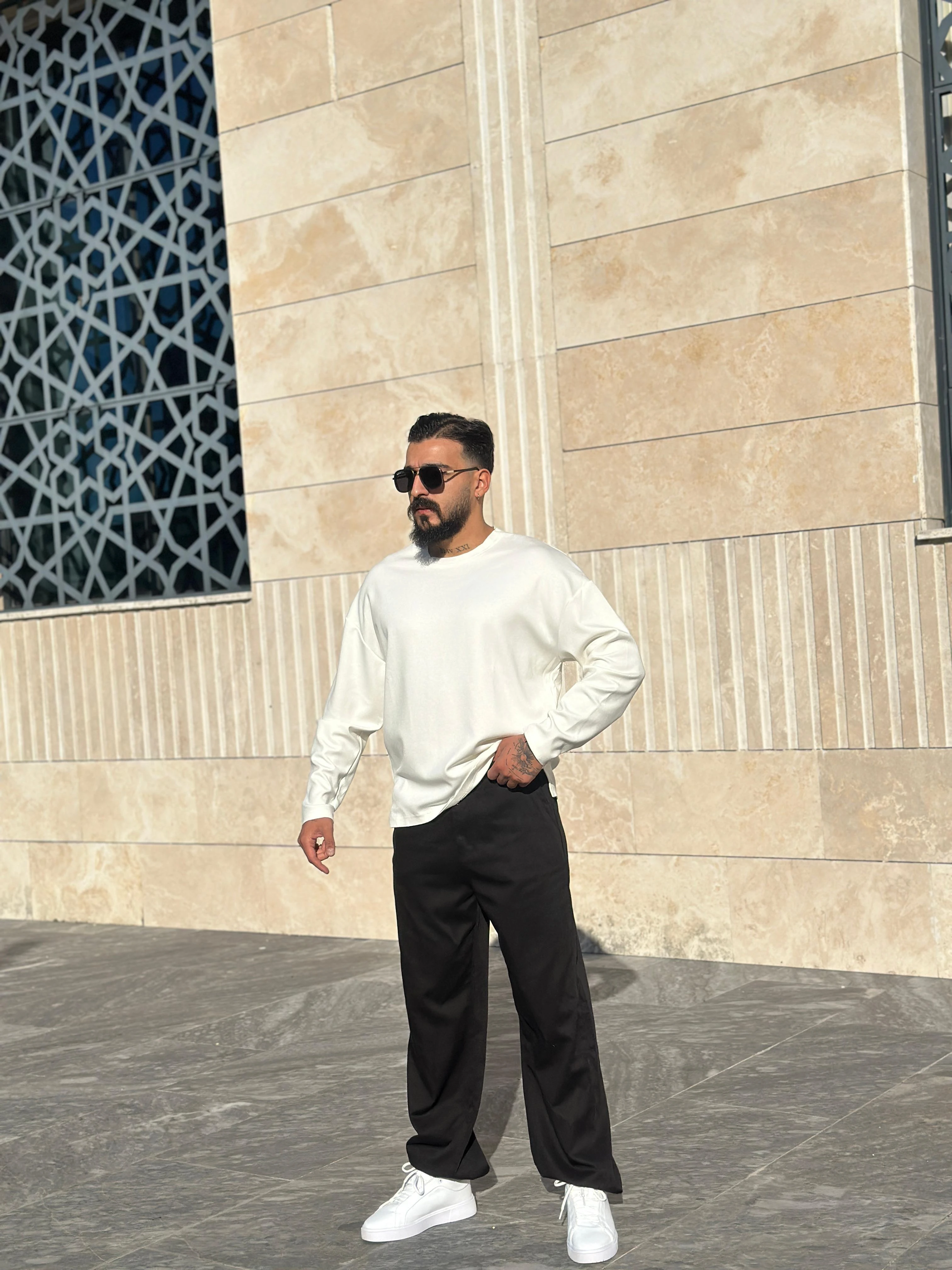 Oysho Kumaş Oversize Sweatshirt - Beyaz