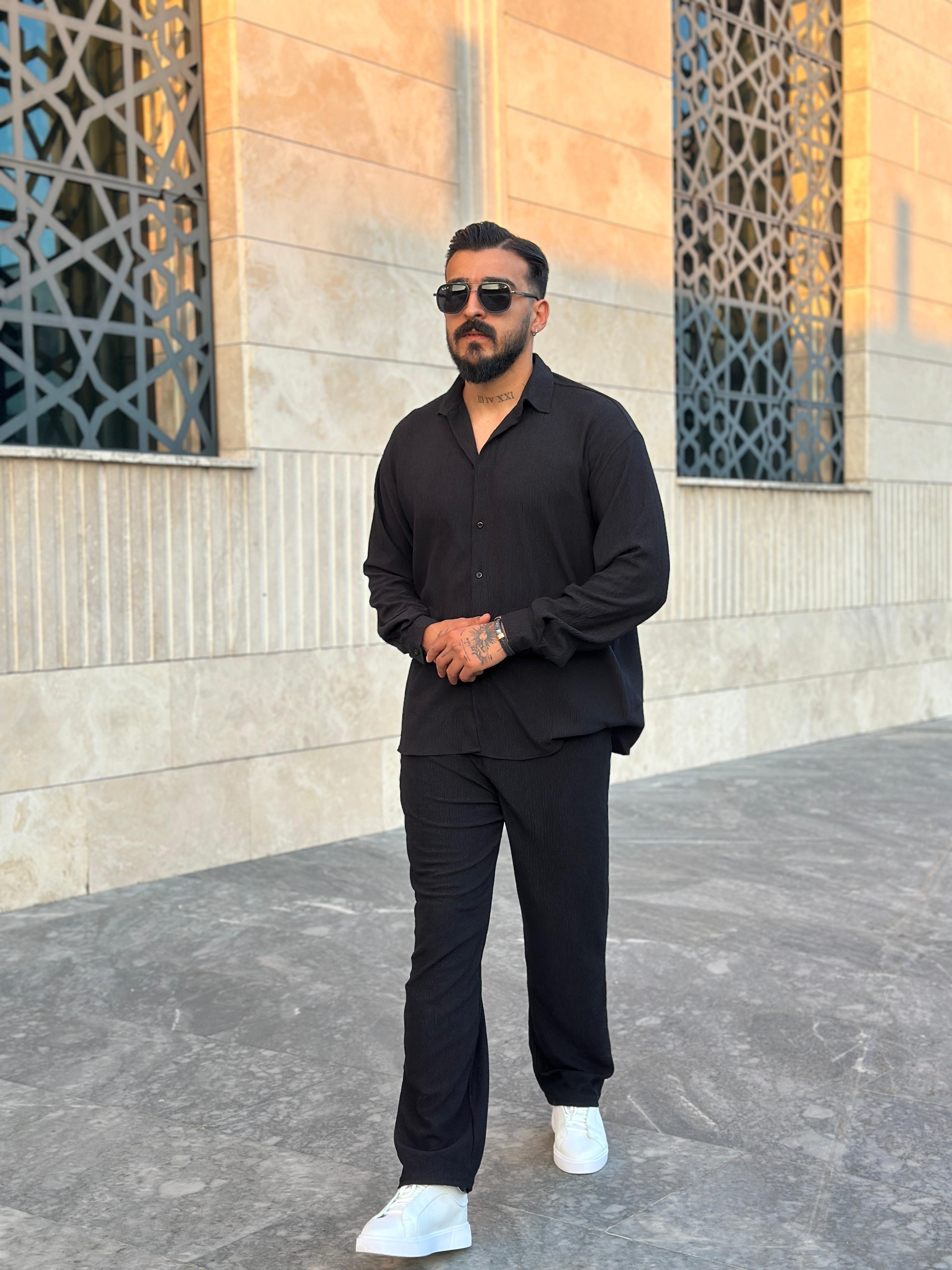 Seul Kumaş Oversize Takım - Siyah