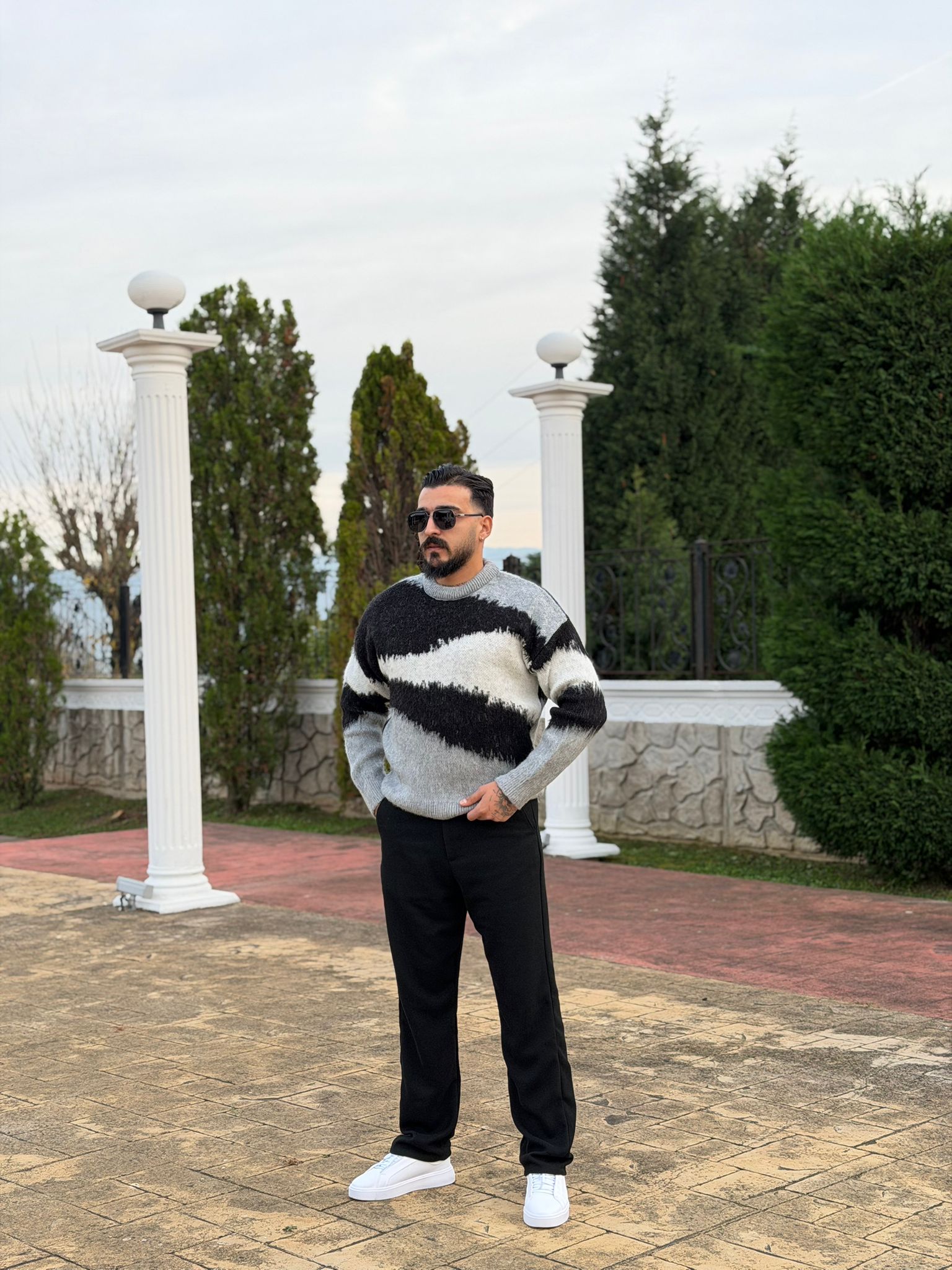 Oversize Yün Kazak - Gri