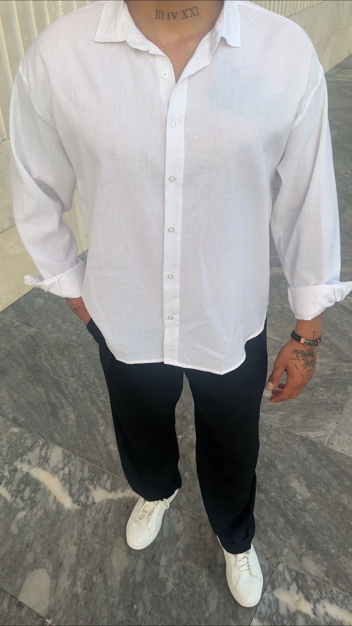 Oversize Krınkıl Keten Gömlek