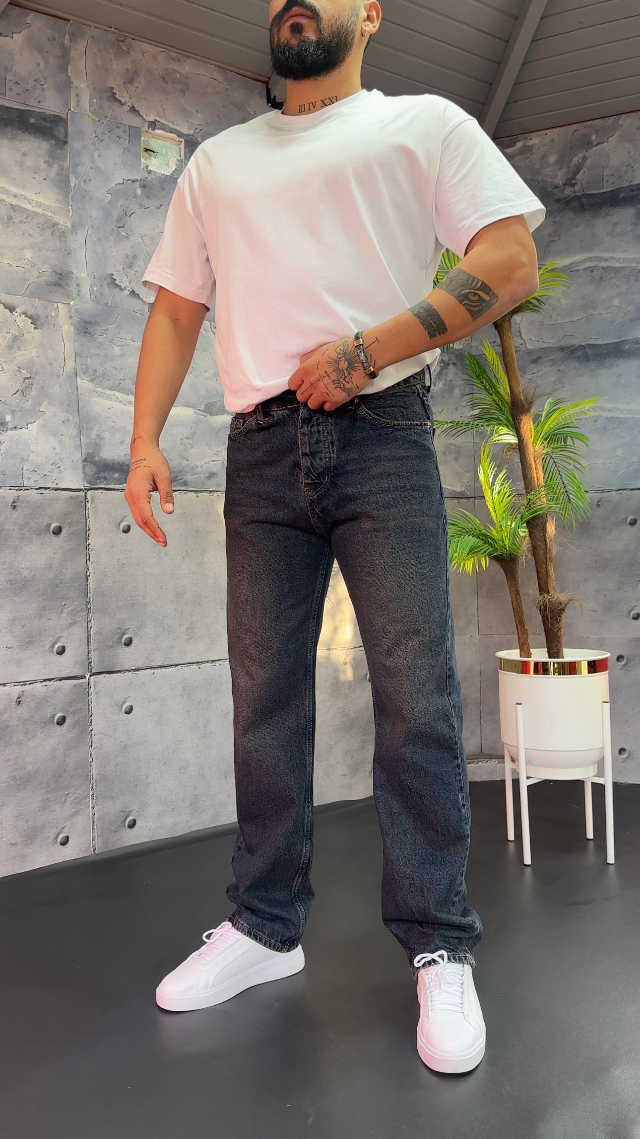 Eskitme Efetkli Regular Kalıp Pantolon - Eskitme Lacivert