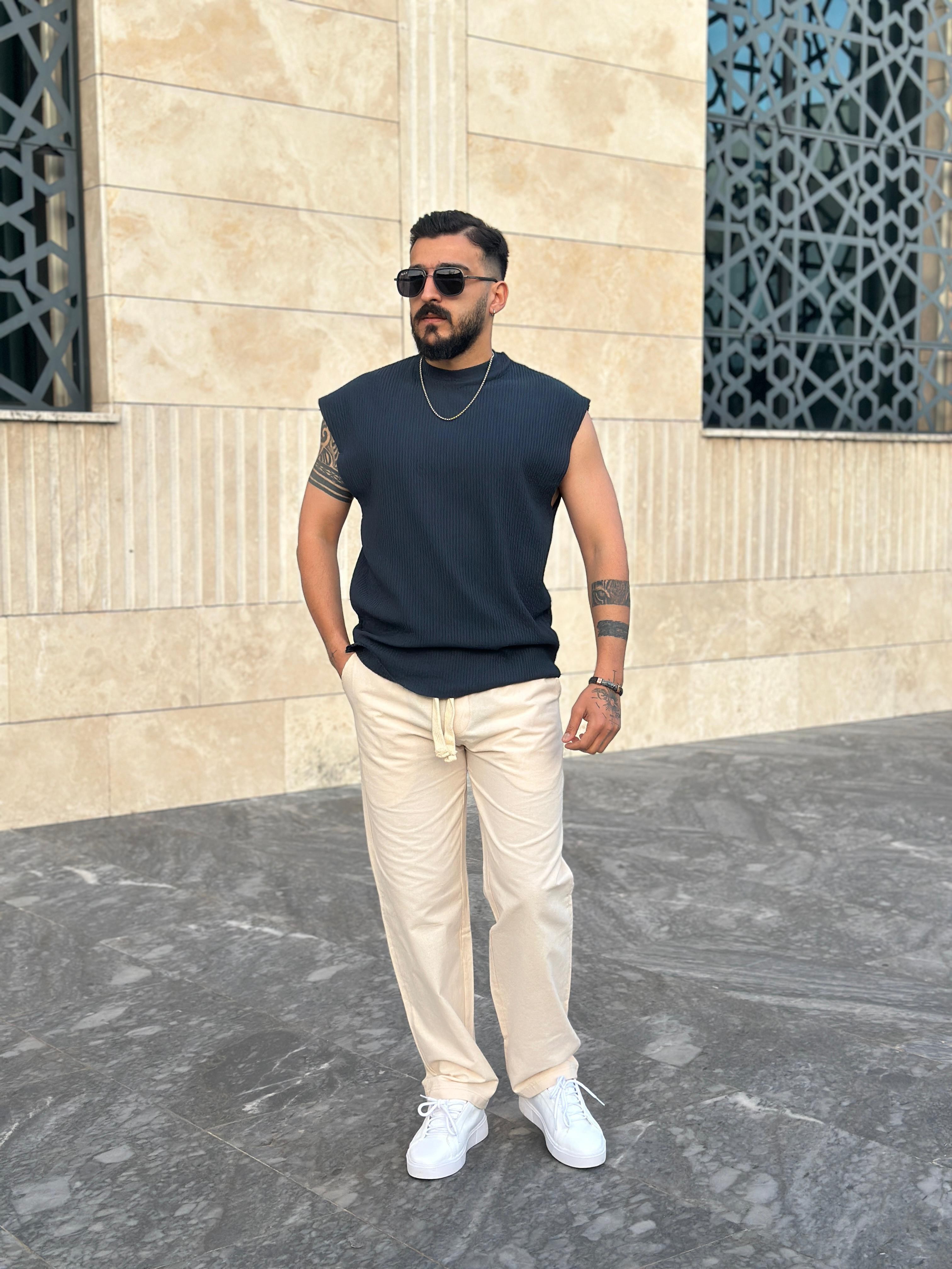 Oversize Kolsuz T shirt - Lacivert