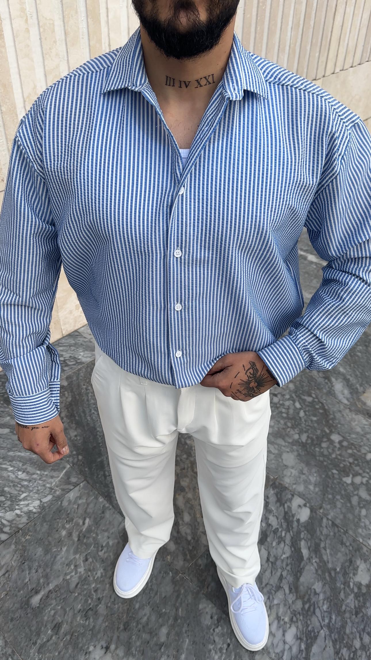 Oversize Gofre Kumaş Gömlek