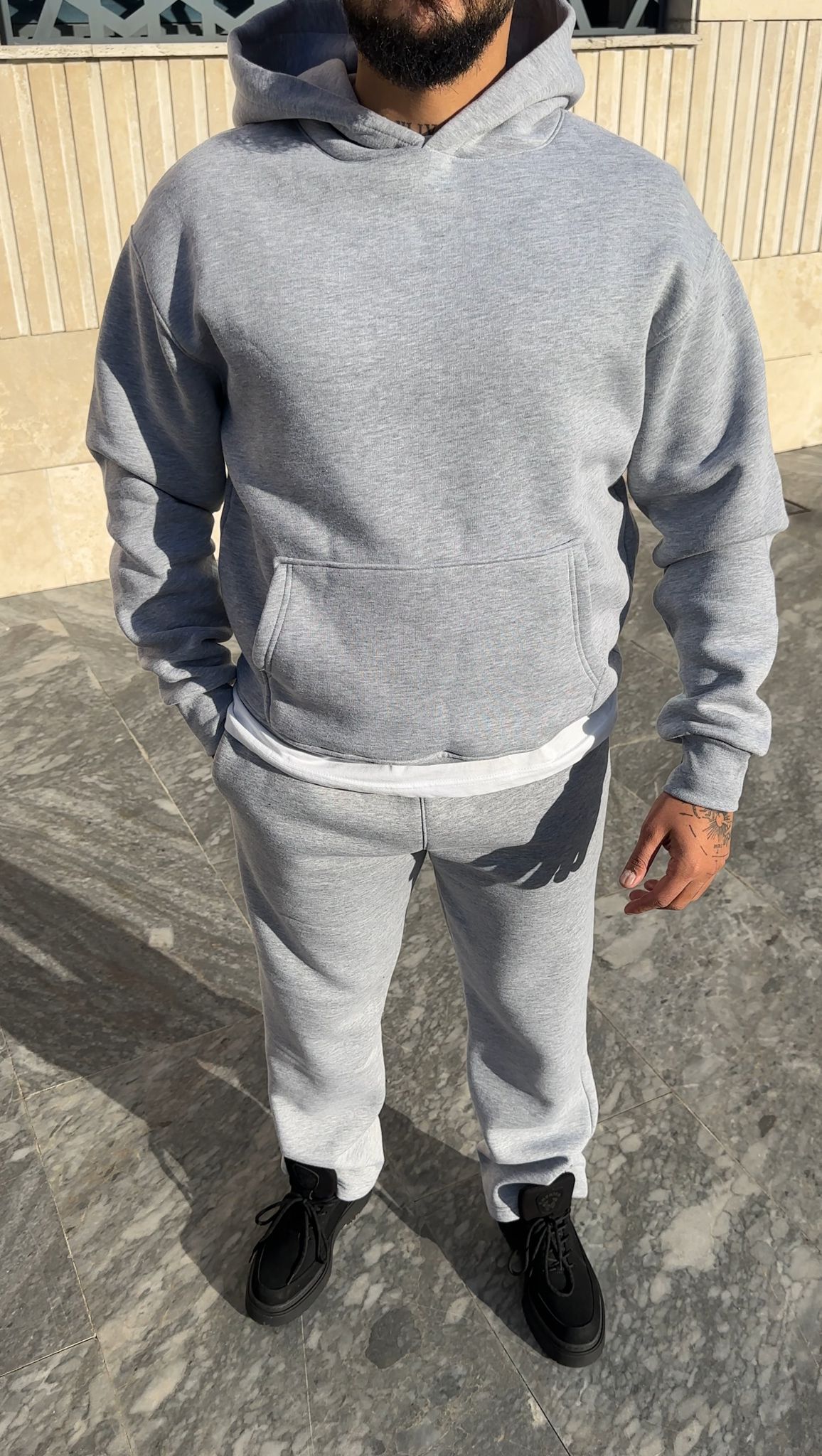 Oersize Üç İplik Şardonlu Eşofman Takımı