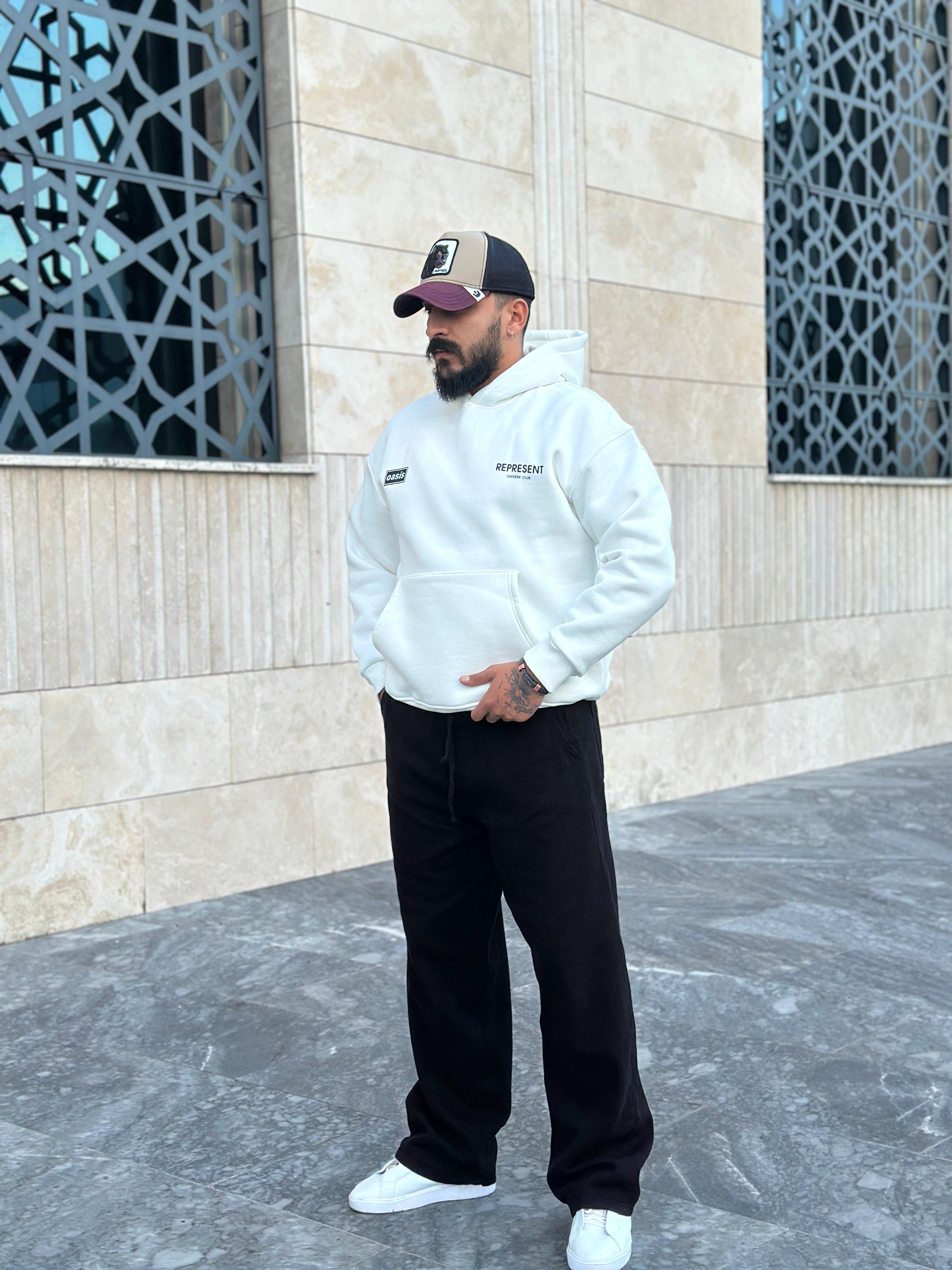 Üç İplik Şardonlu Sweatshirt - beyazz