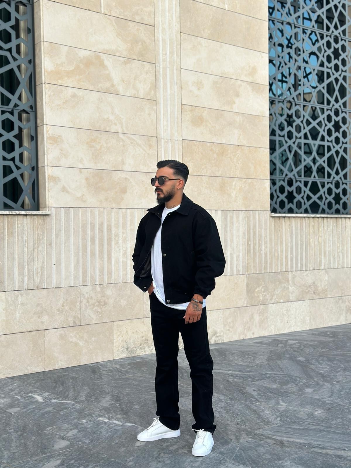 Yıkamalı Oversize Kot Ceket - Siyah