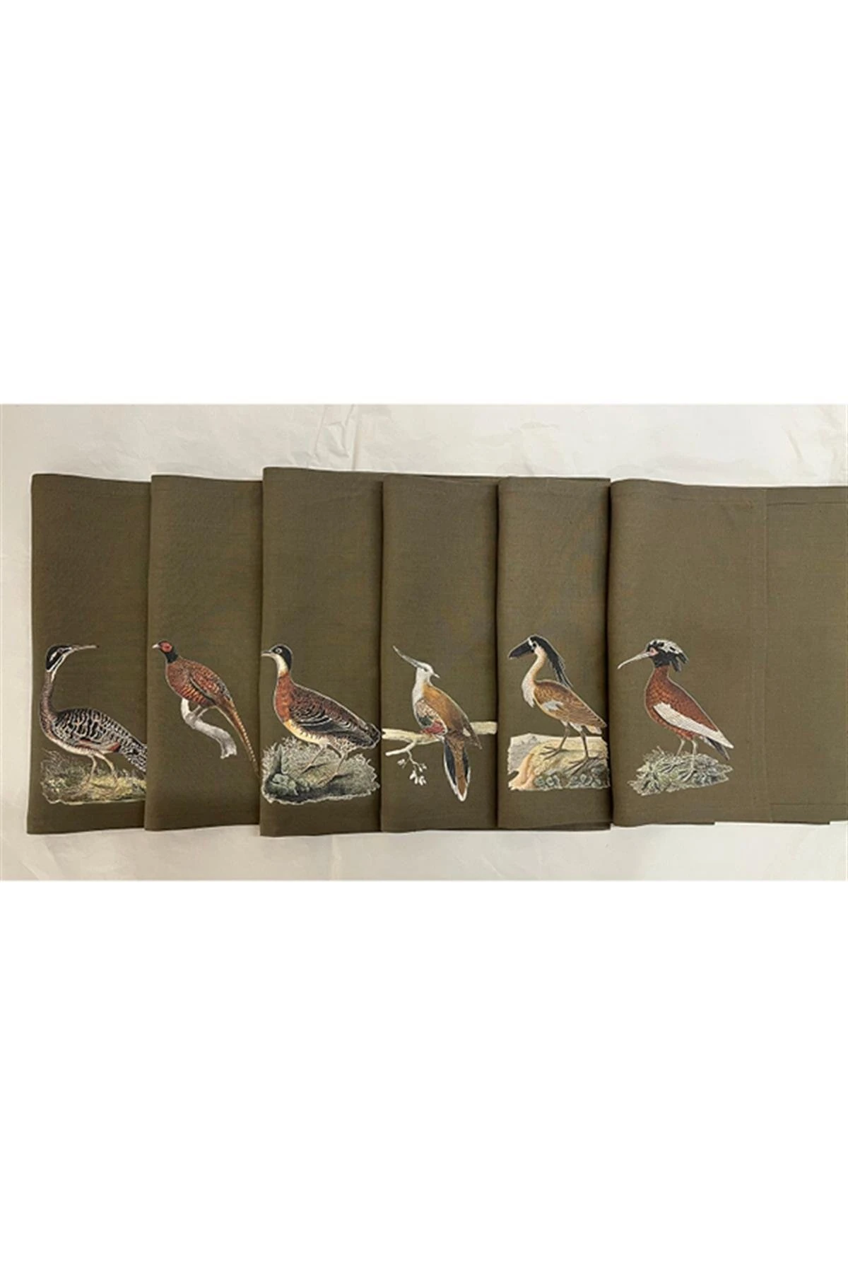 Monot 6'lı Kuş Desenli Keten Peçete