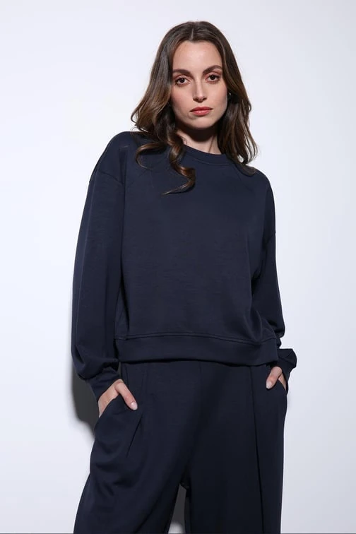 Basic Lacivert Sweatshirt