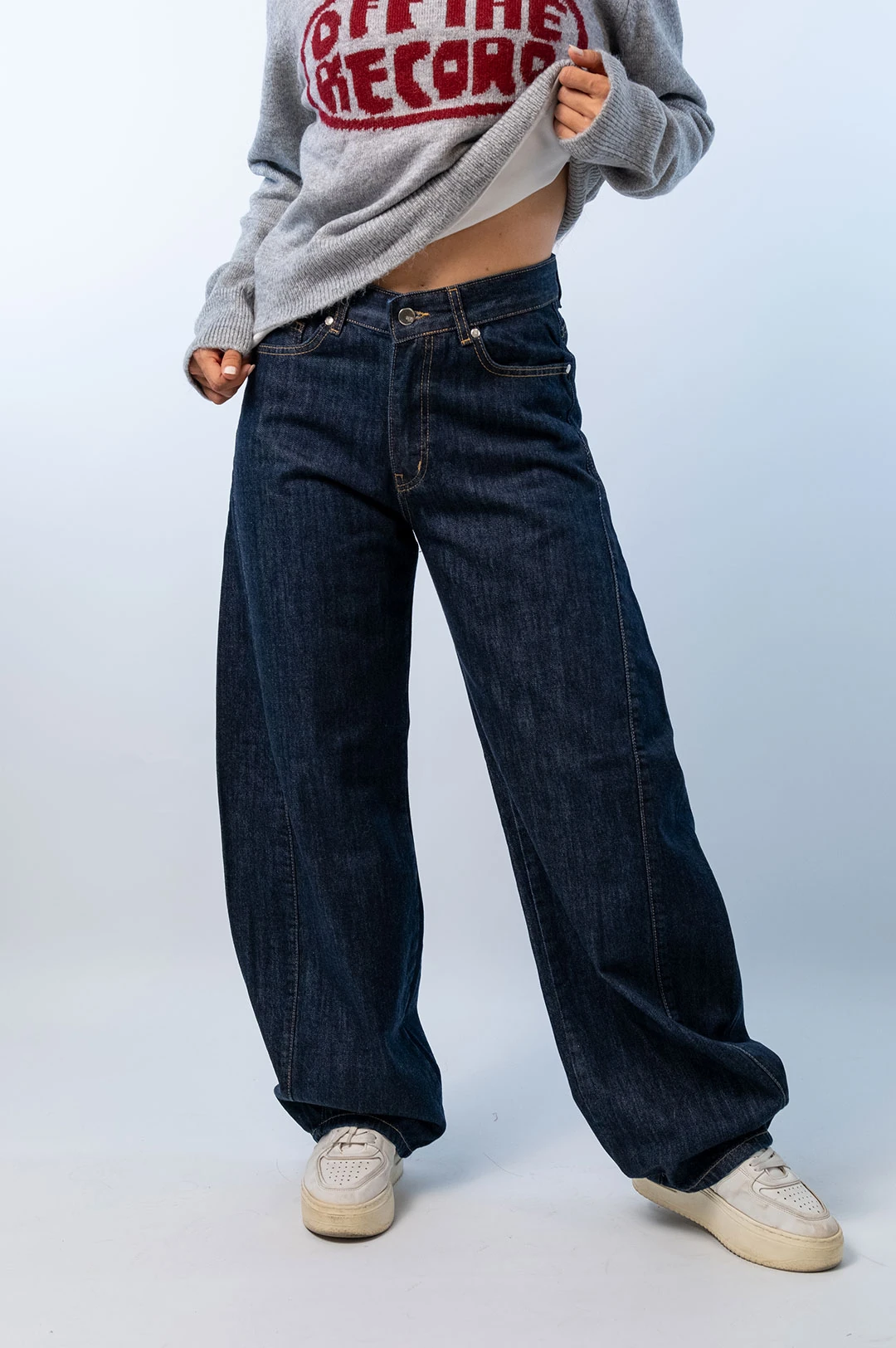 Yüksek Bel Baggy Kot Pantolon Lacivert