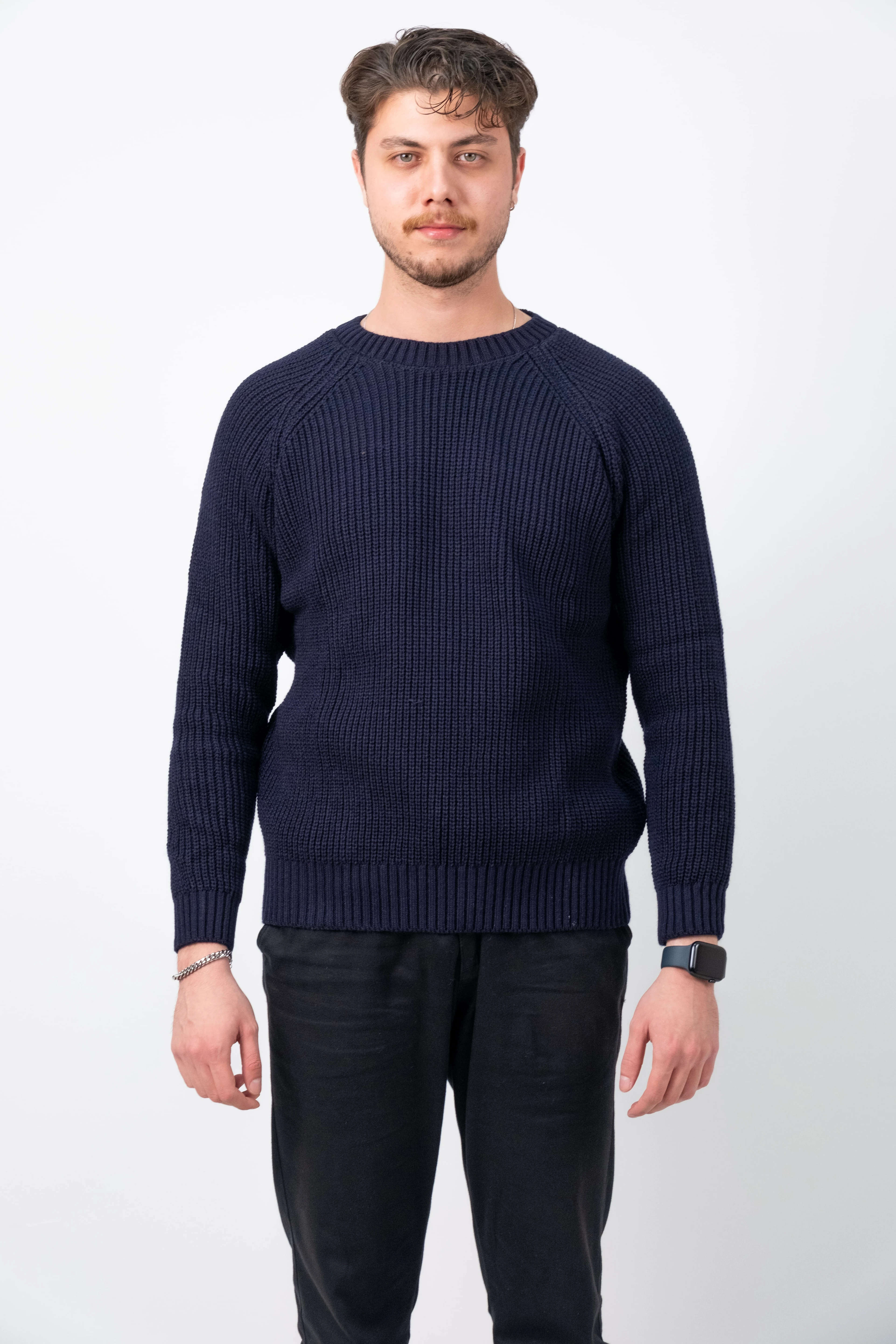 Pamuk Lacivert Örgü Kazak