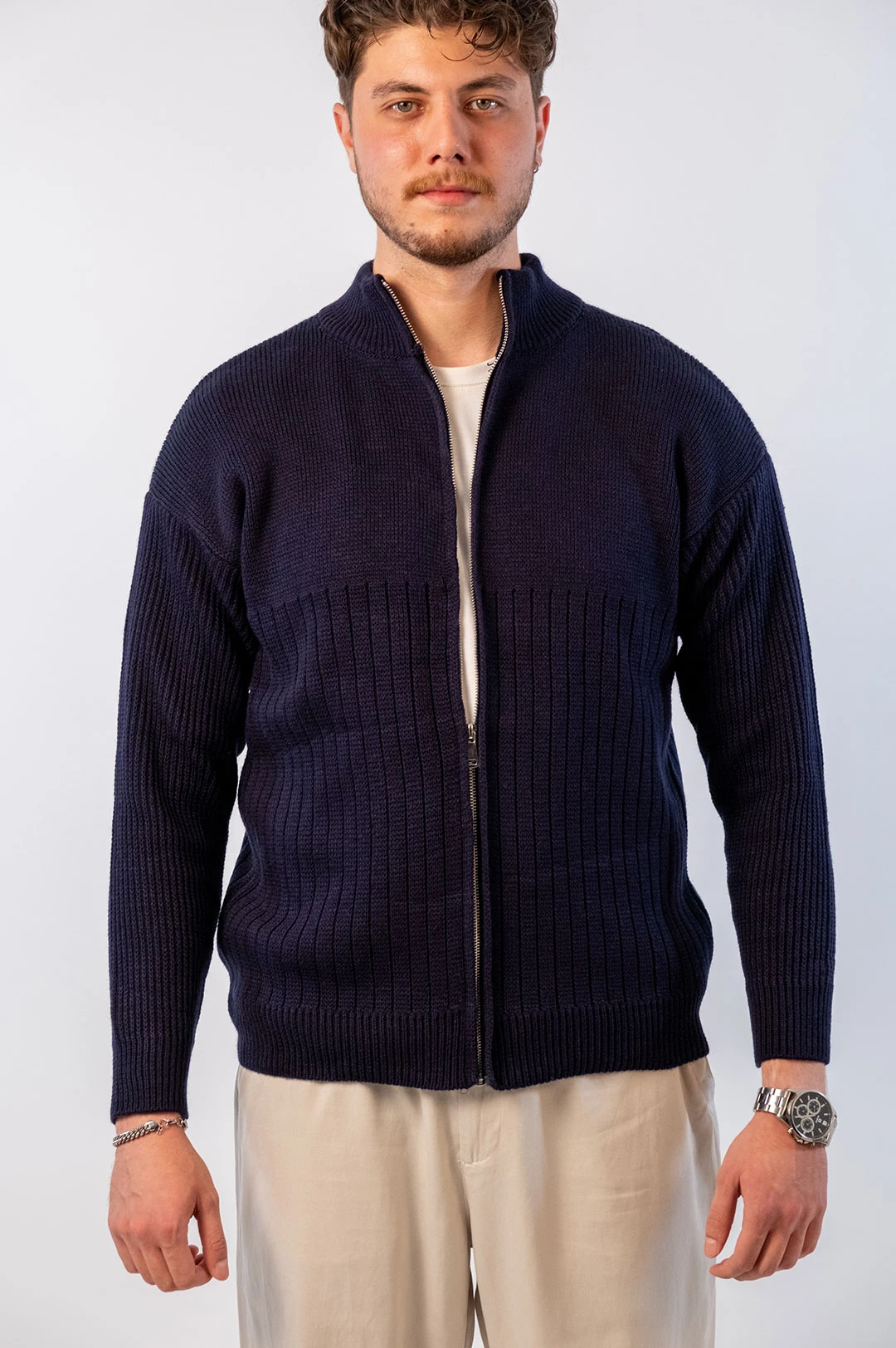 Pamuk Lacivert Örgü Ceket