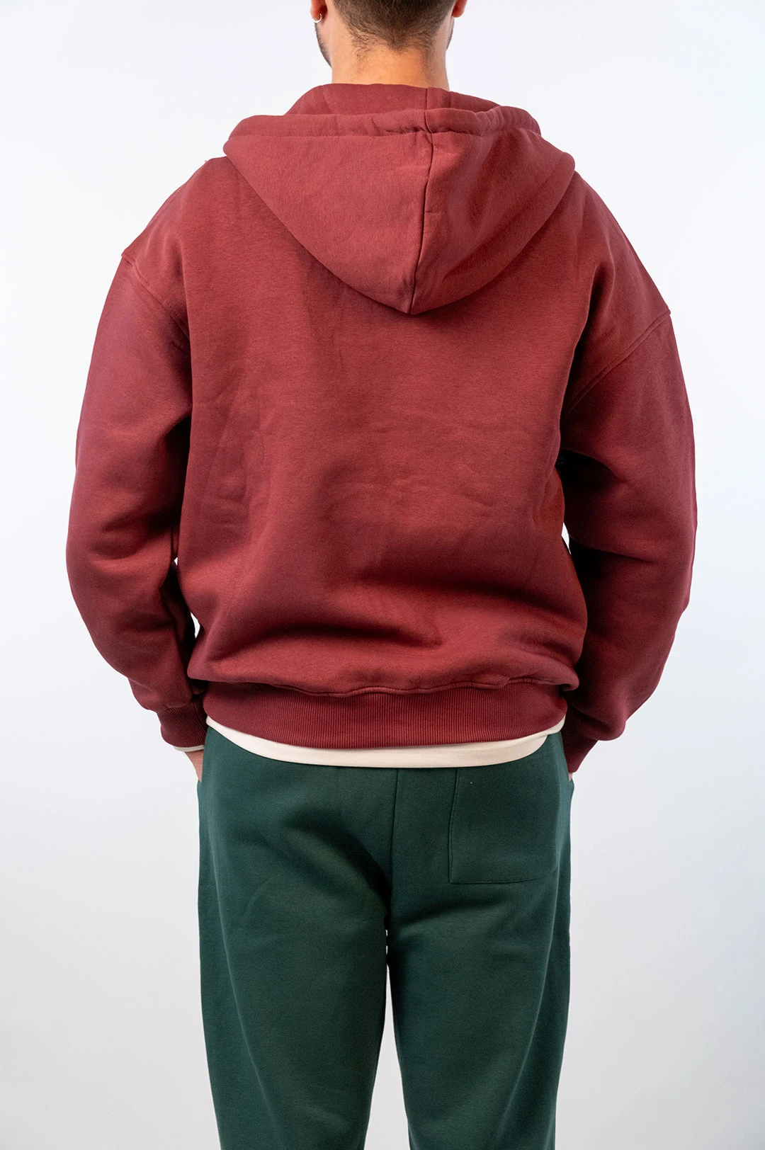 Basıc Fermuarlı Oversize Kapüşonlu Sweatshirt