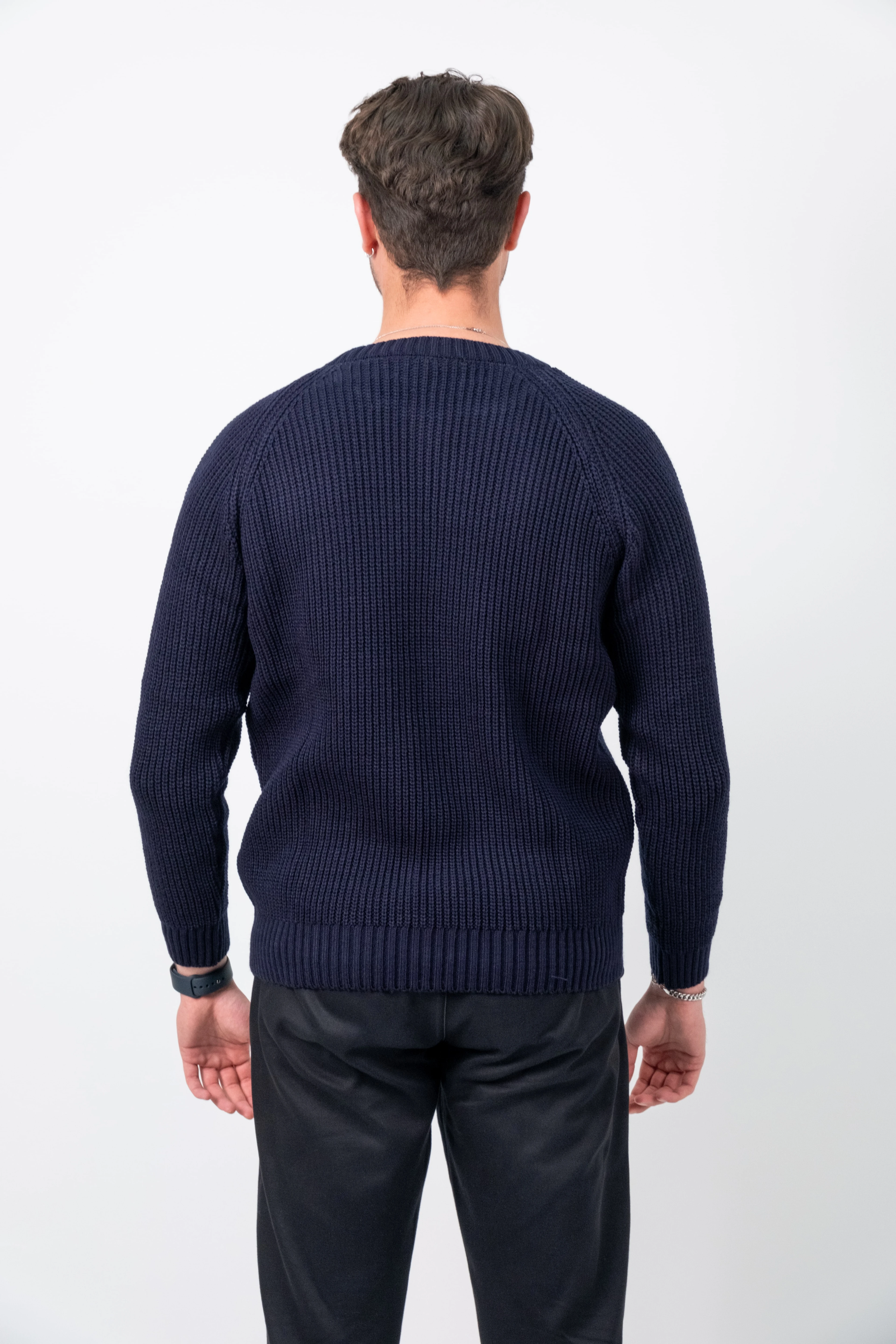 Pamuk Lacivert Örgü Kazak