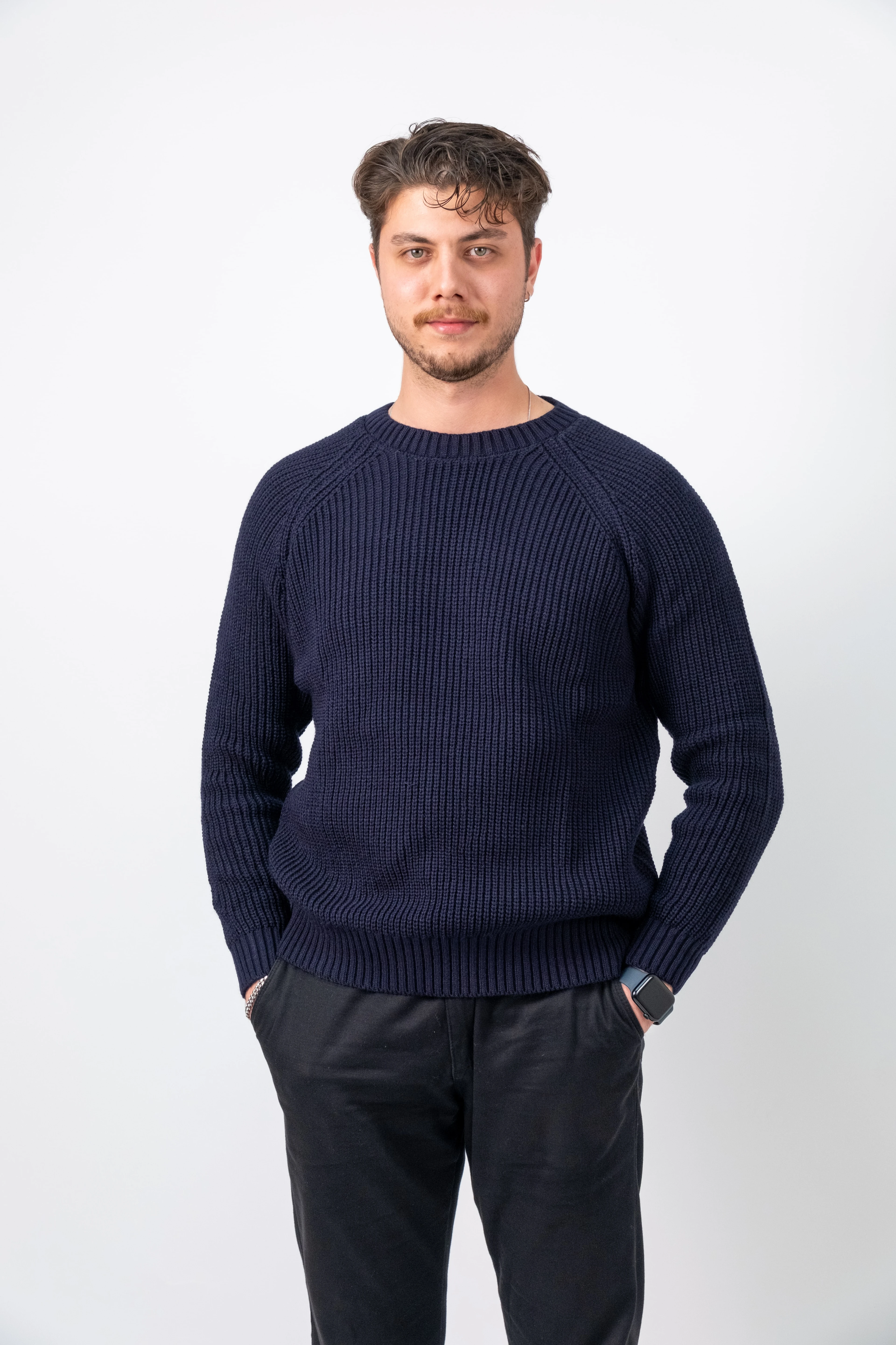 Pamuk Lacivert Örgü Kazak