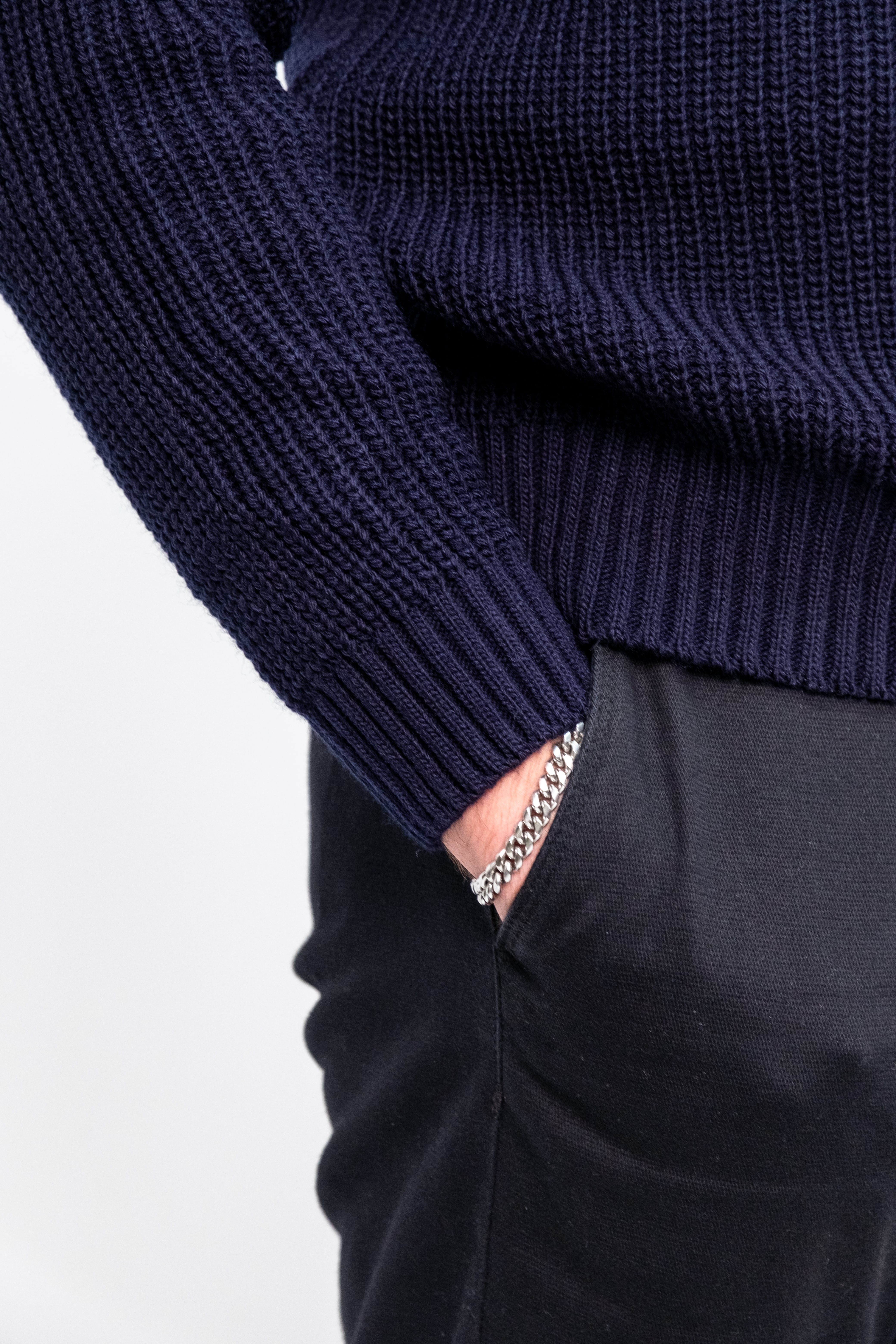 Pamuk Lacivert Örgü Kazak