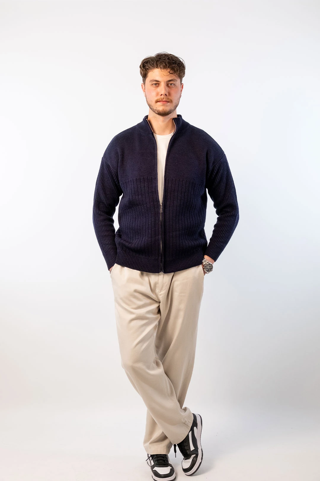 Pamuk Lacivert Örgü Ceket