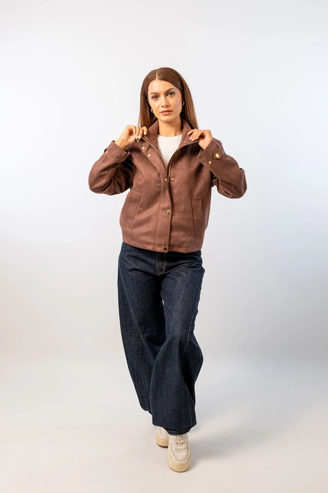 Kahve Süet Görünümlü Bomber Mont