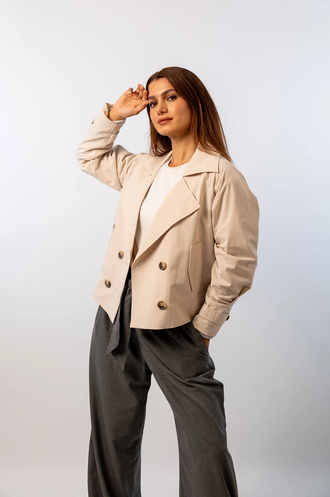 Kısa Trençkot - Camel