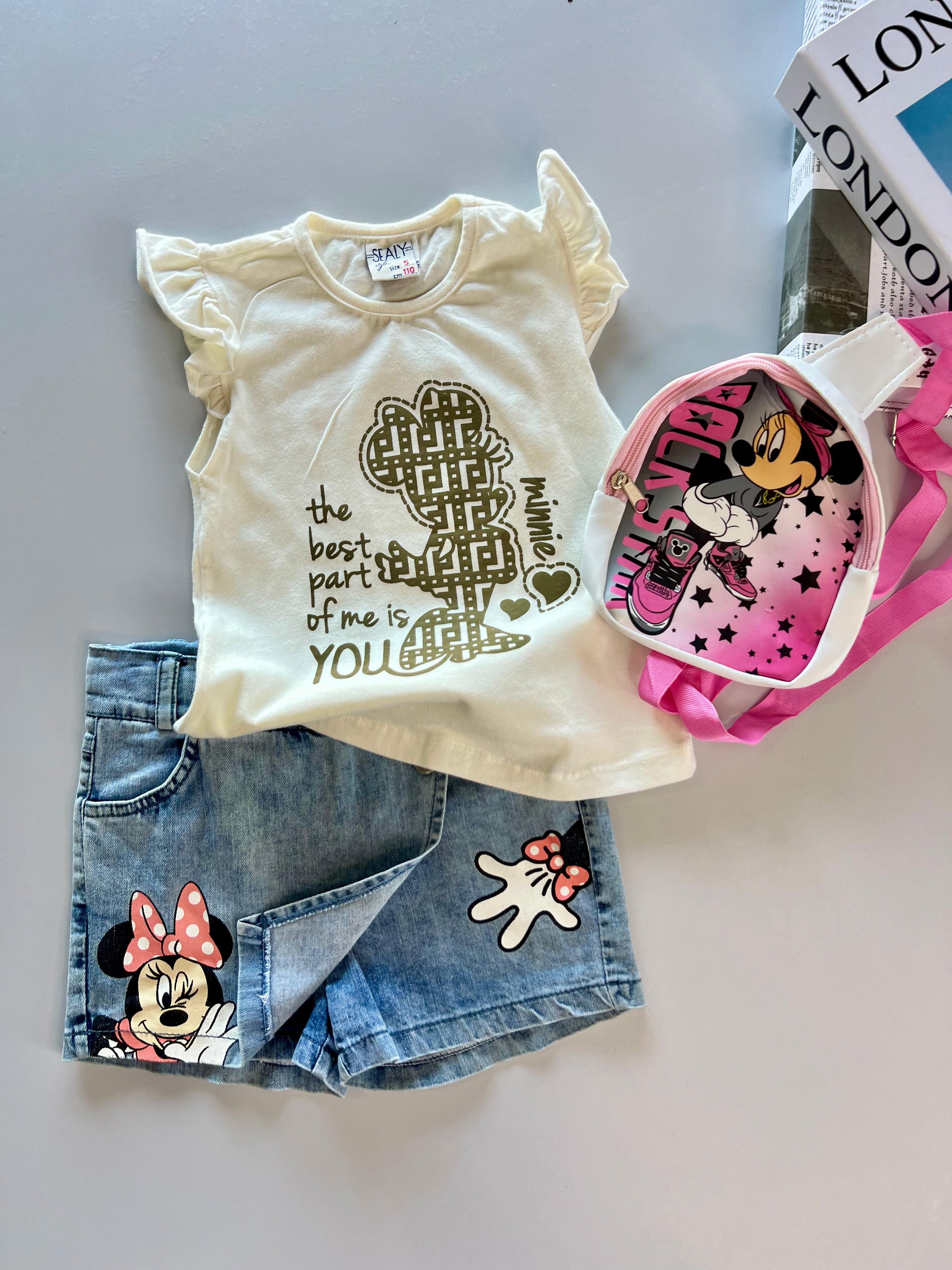  Mickey Kot Etek  T-shirt & Çanta Kombini ( Tek Kalan Ürün / 5 Yaş )